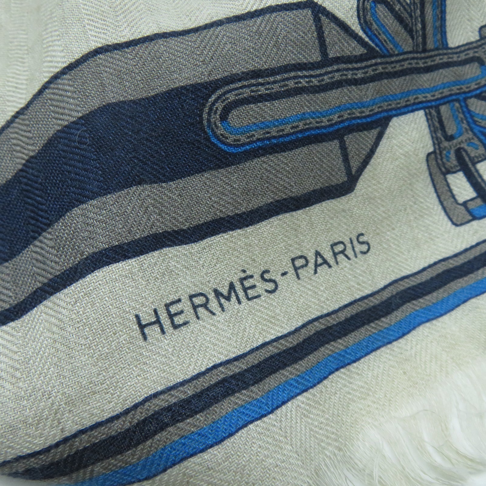 HERMES 絲質/羊絨Scarf圍巾米色/彩色