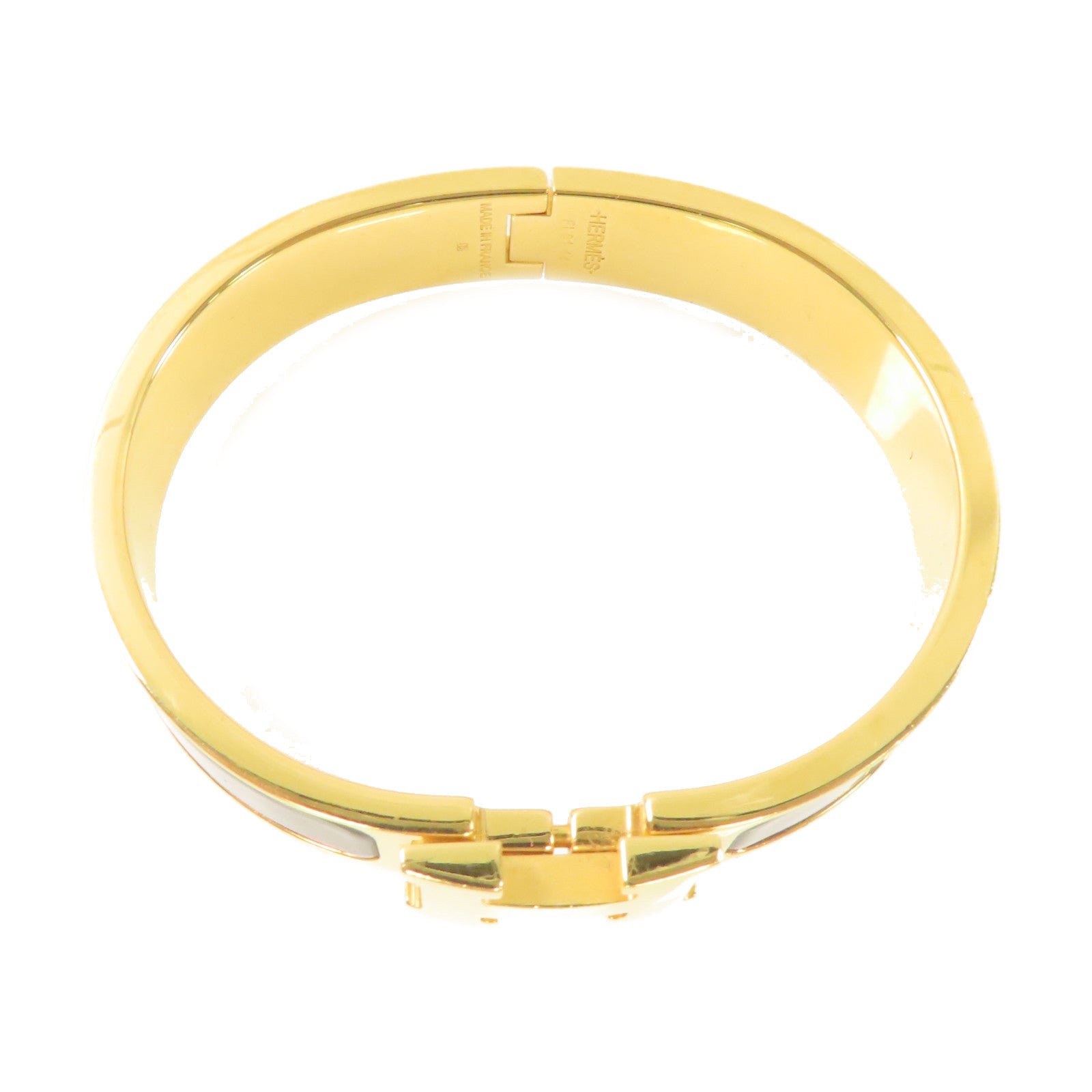 HERMES 琺瑯/金屬Clic H Bracelet金扣手鏈黑色/金色
