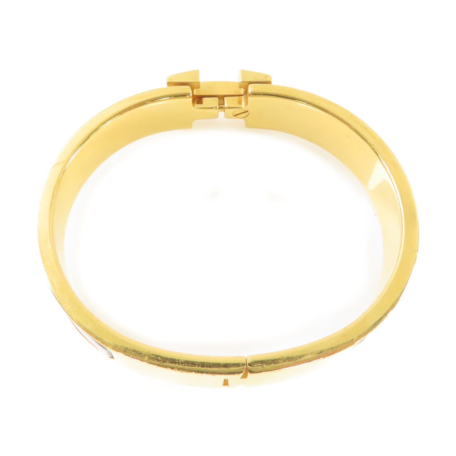 HERMES 琺瑯/金屬Clic H Bracelet金扣手鏈黑色/金色