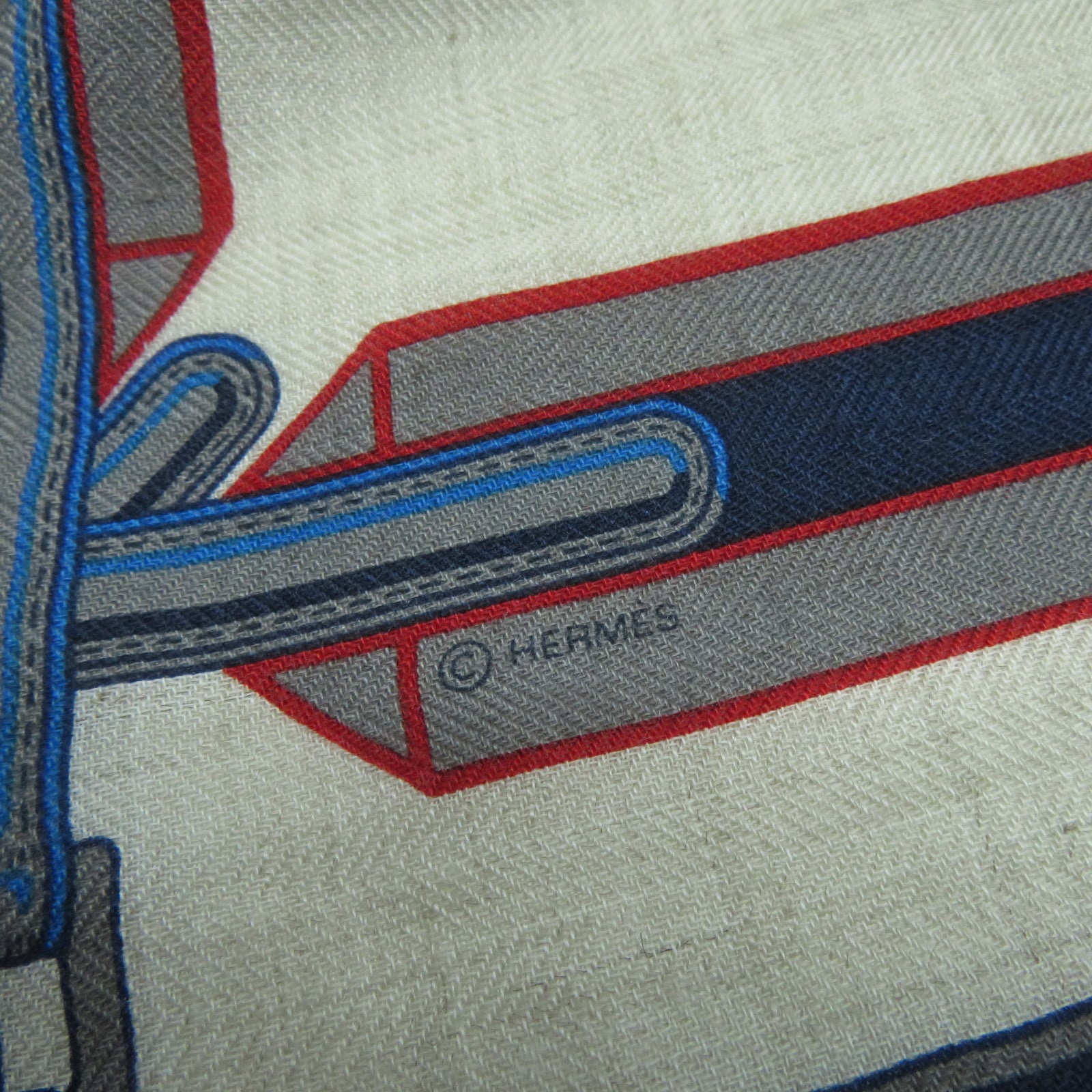 HERMES 絲質/羊絨Scarf圍巾米色/彩色