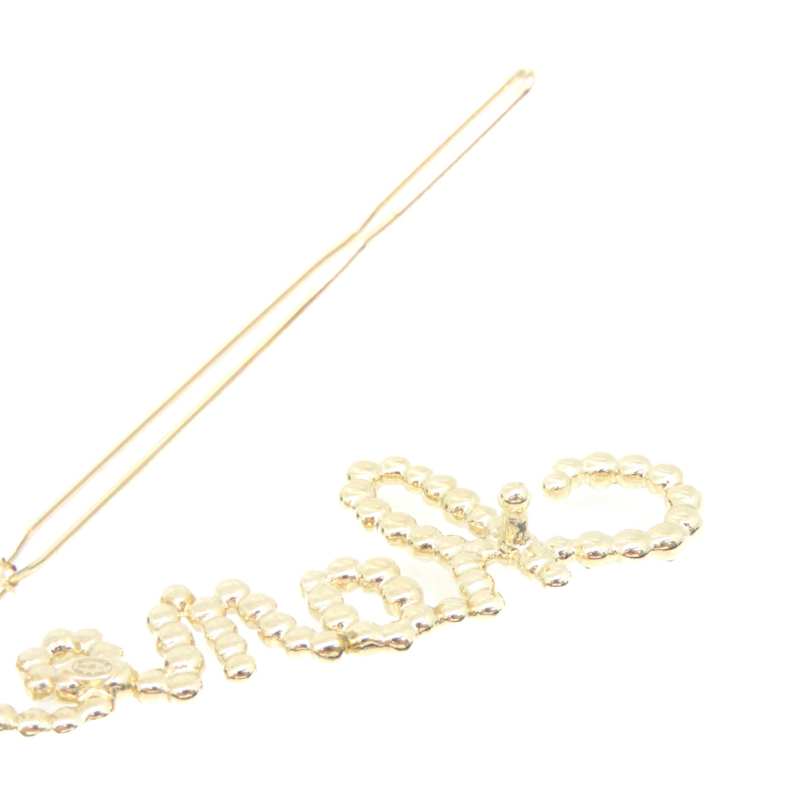 CHANEL metal / imitation pearl Hair Clip beige / gold