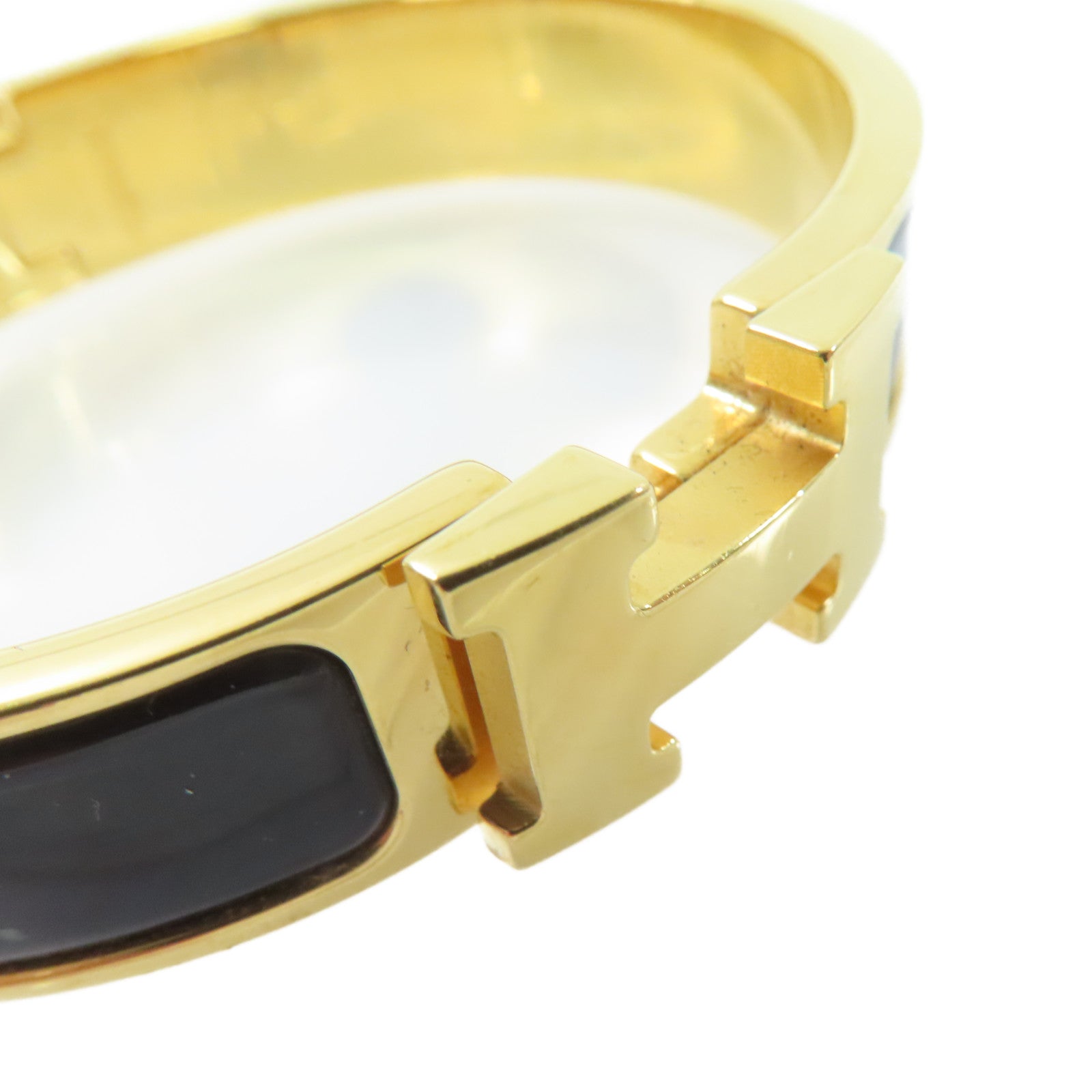 HERMES 琺瑯/金屬Clic H Bracelet金扣手鏈黑色/金色