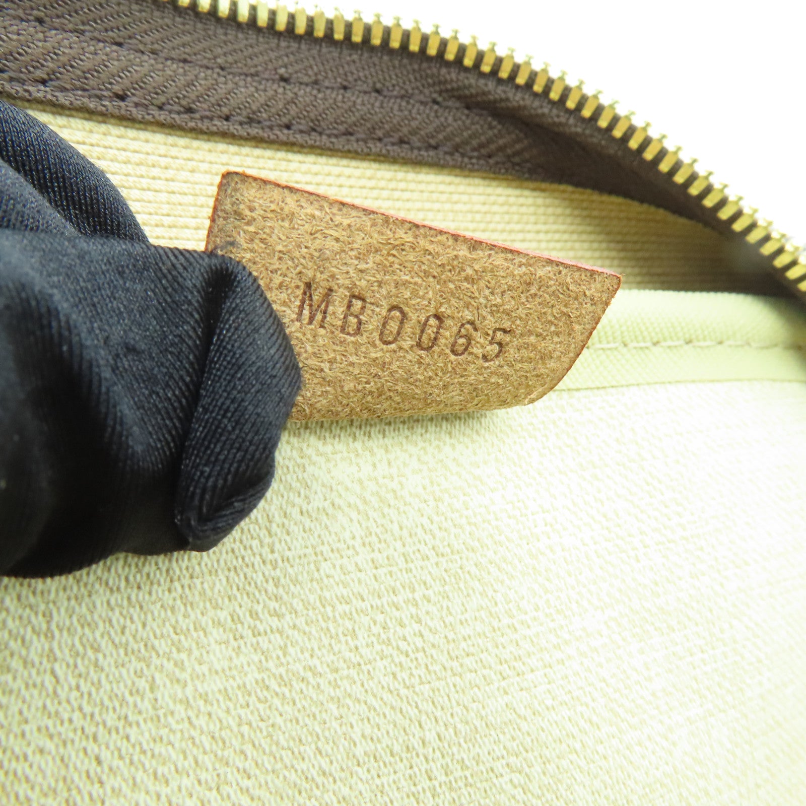 LOUIS VUITTON Monogram Deauville gold buckle handle bag brown