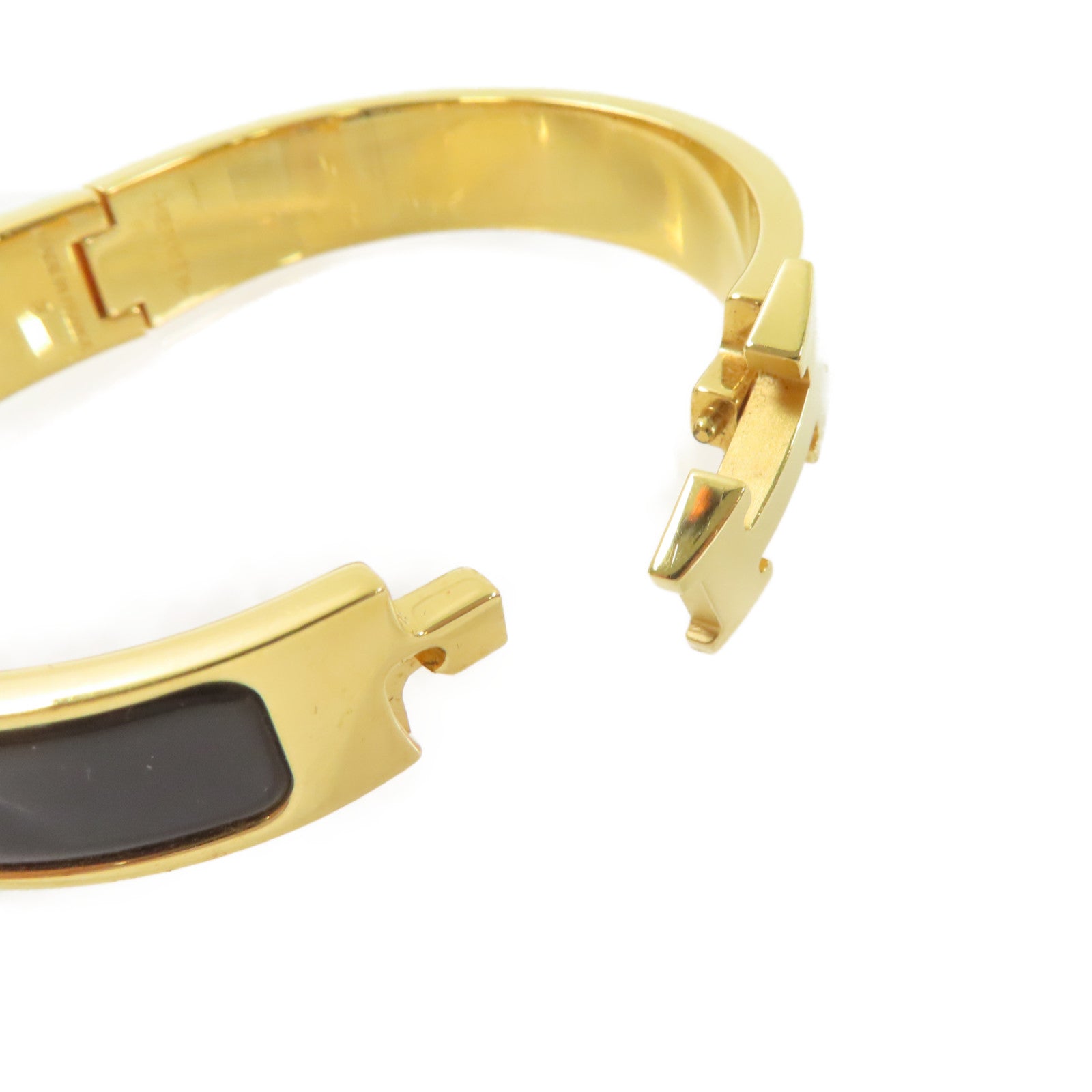 HERMES 琺瑯/金屬Clic H Bracelet金扣手鏈黑色/金色