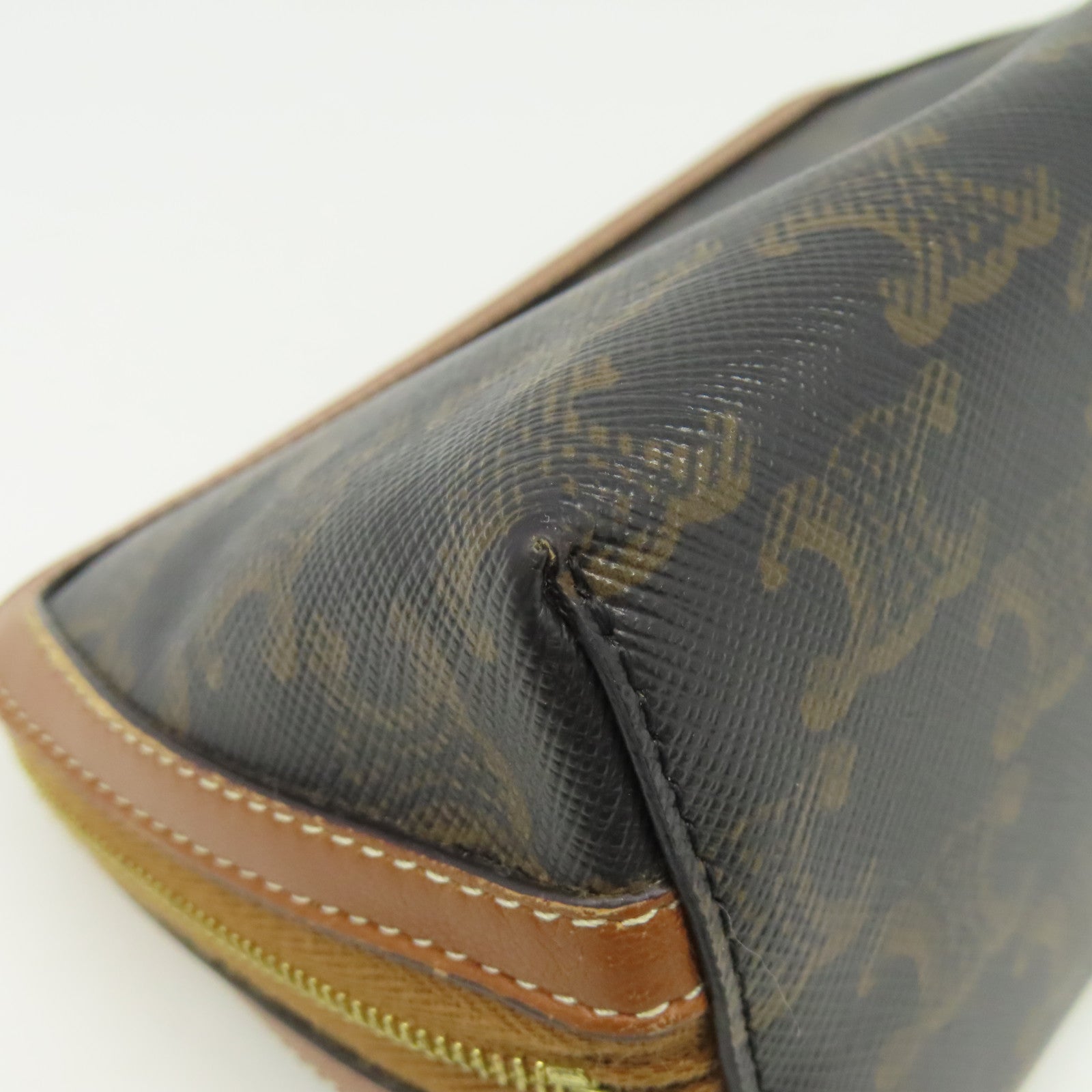 CELINE 塗層帆布Chain Shoulder金扣鏈帶肩背袋啡色