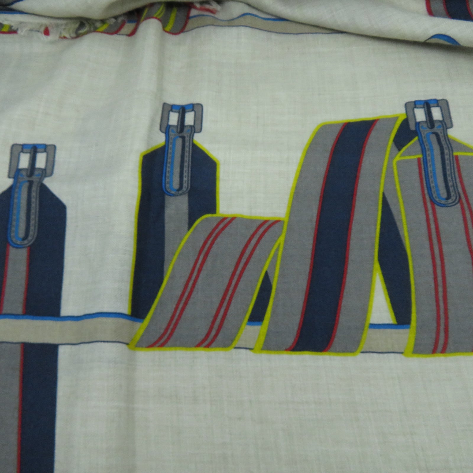 HERMES 絲質/羊絨Scarf圍巾米色/彩色