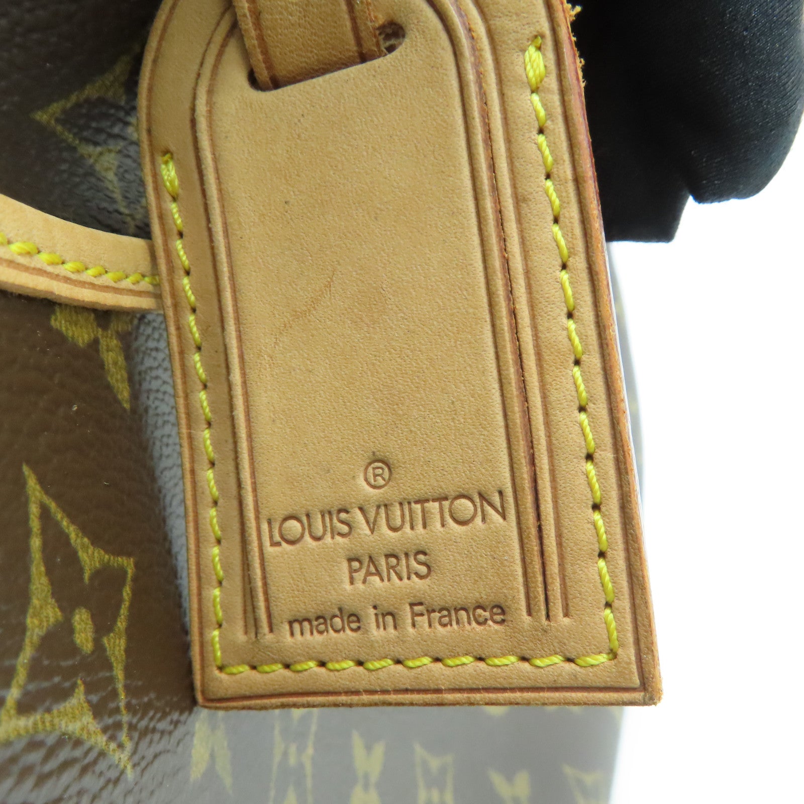 LOUIS VUITTON Monogram Deauville gold buckle handle bag brown