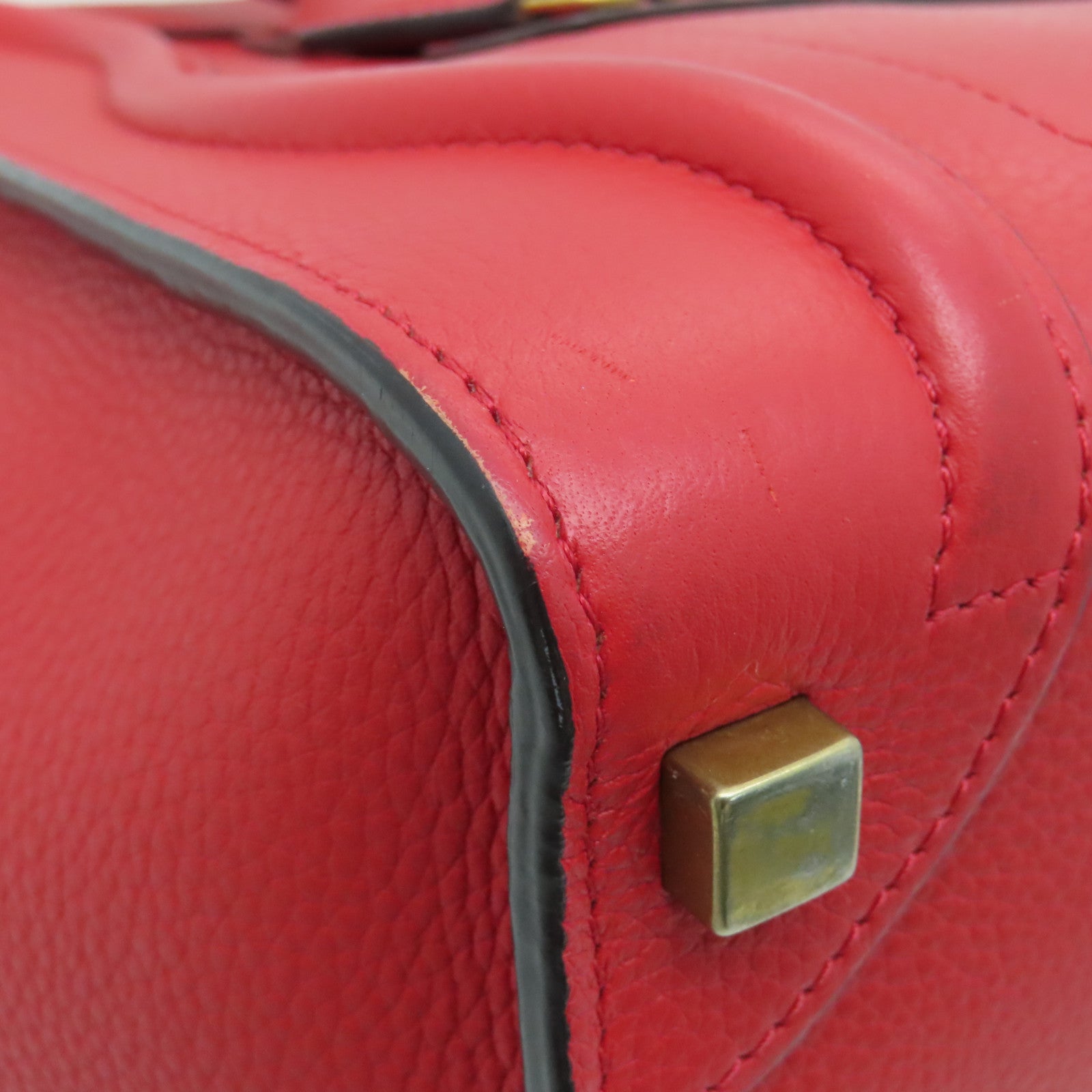 CELINE 【激減優惠】牛皮皮革Micro Luggage金扣手挽袋紅色