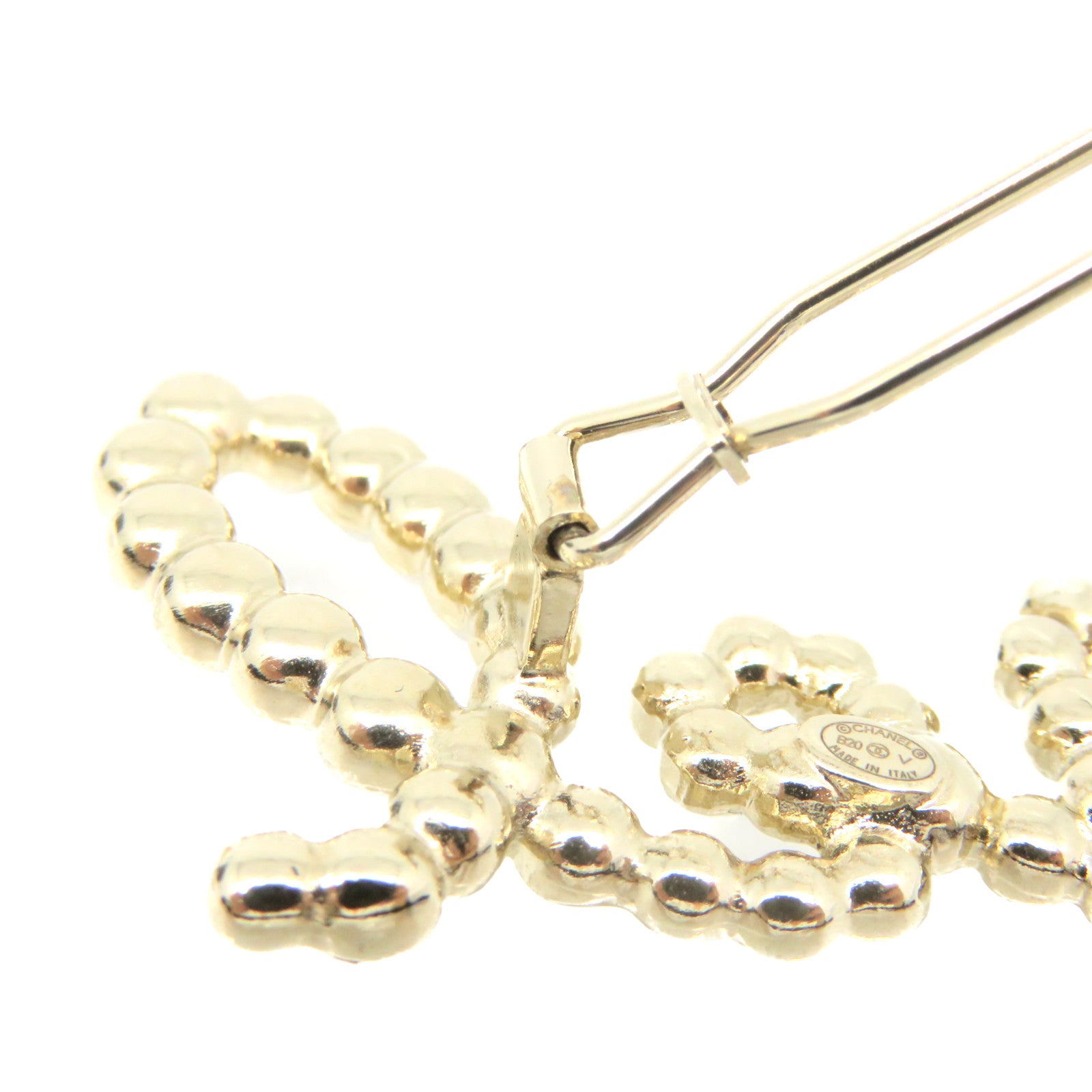 CHANEL metal / imitation pearl Hair Clip beige / gold
