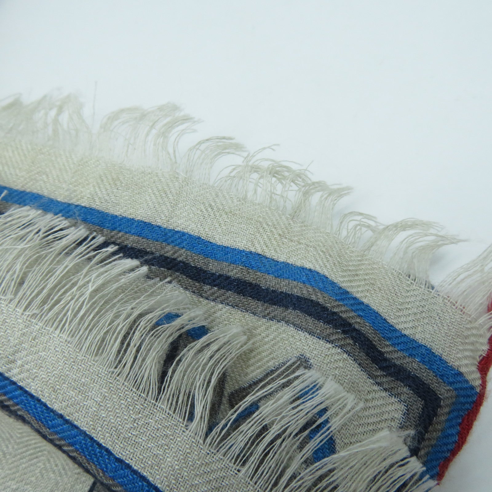 HERMES 絲質/羊絨Scarf圍巾米色/彩色