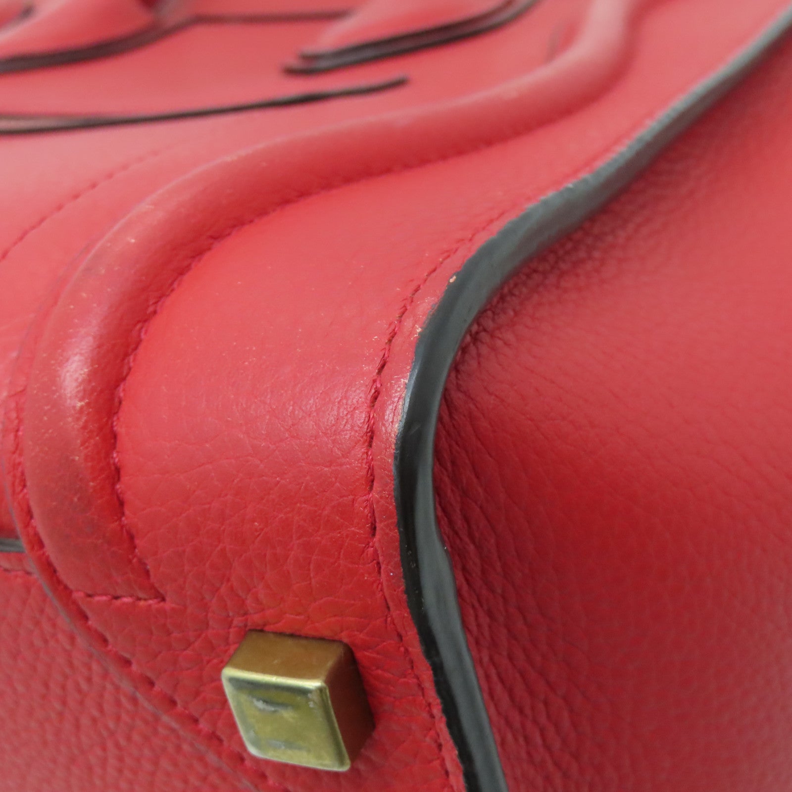 CELINE 【激減優惠】牛皮皮革Micro Luggage金扣手挽袋紅色