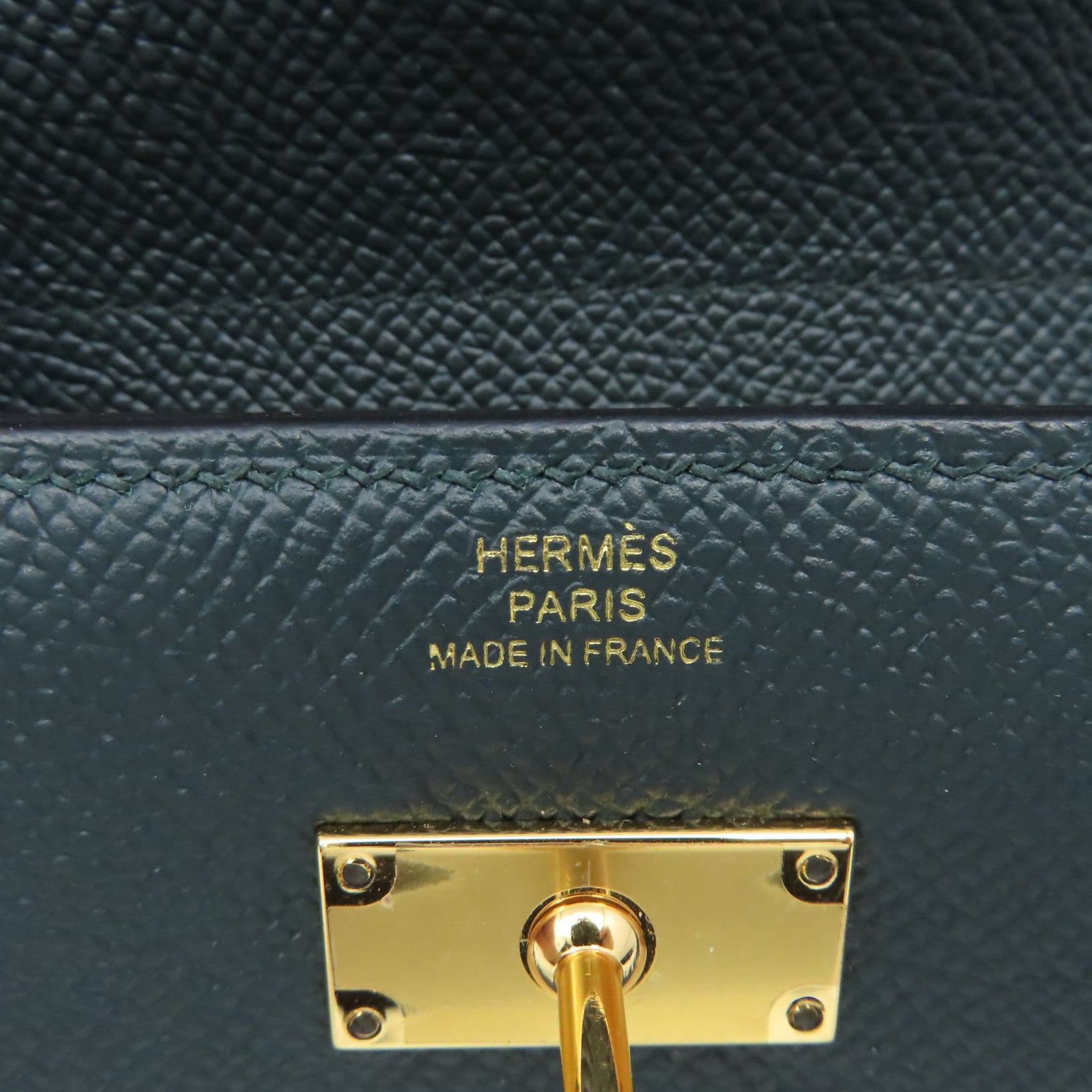 HERMES Epsom皮革Kelly Wallet金扣長錢包Vert Cypres/松柏綠色