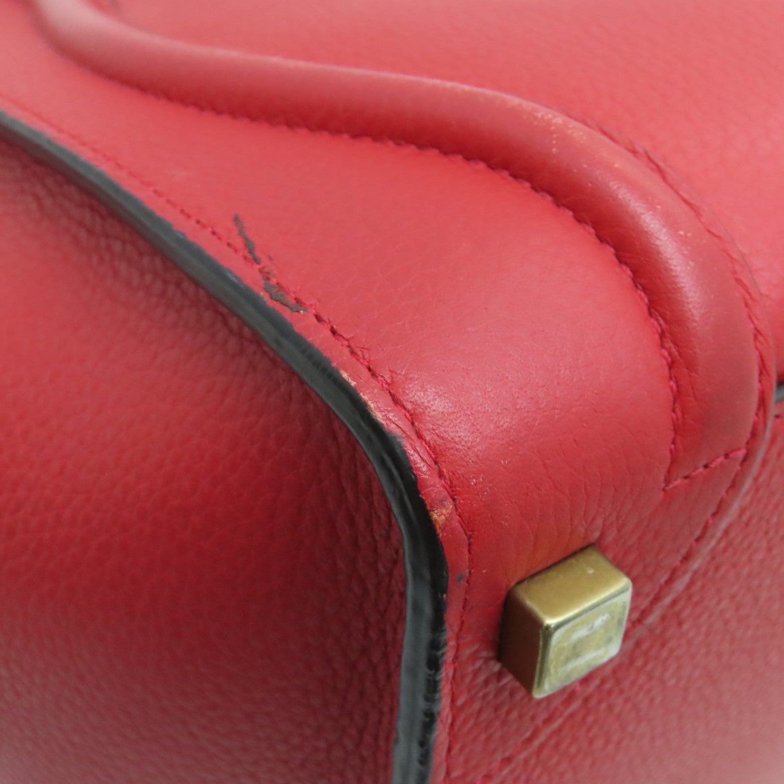 CELINE 【激減優惠】牛皮皮革Micro Luggage金扣手挽袋紅色