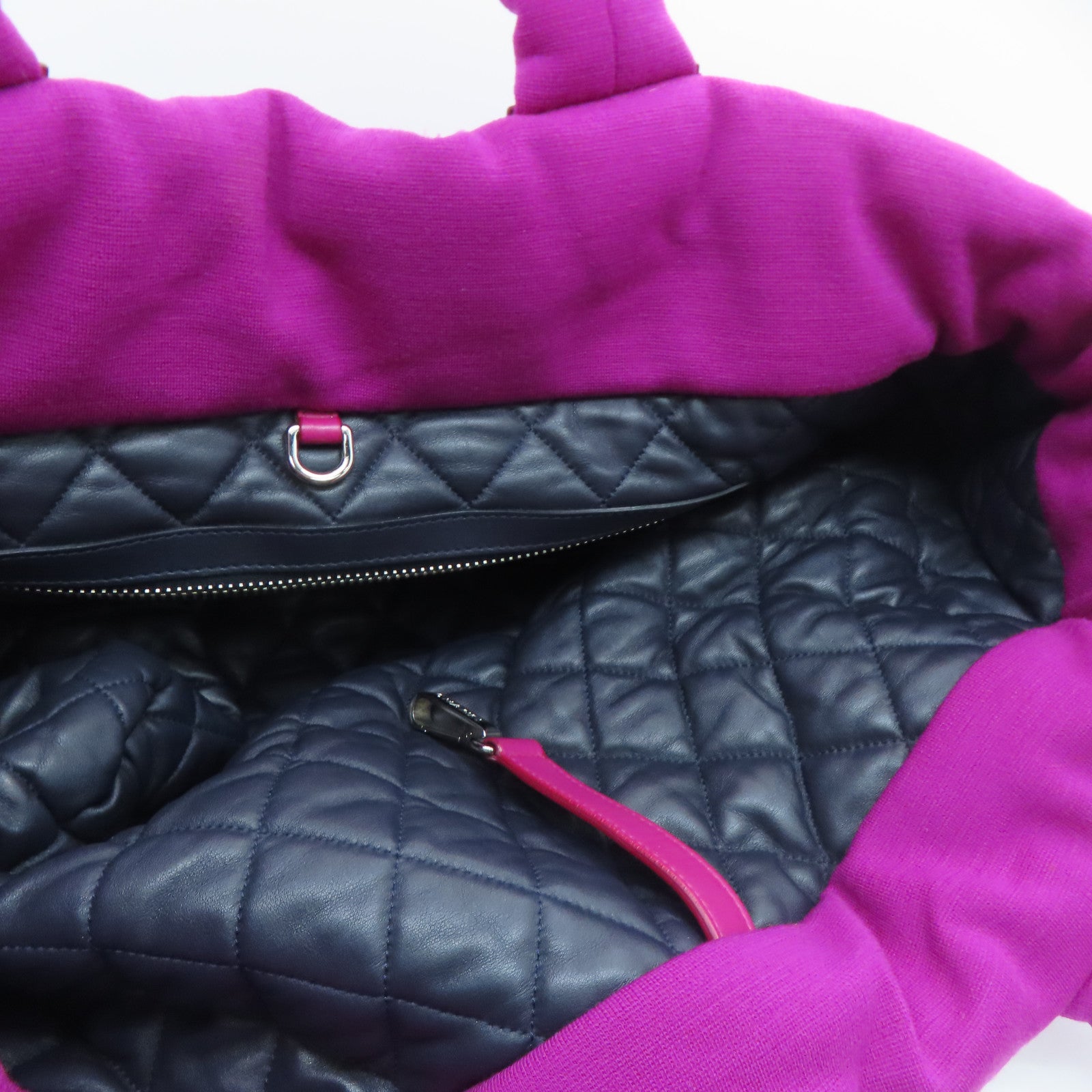 CHANEL 菱格牛皮皮革/帆布Shoulder Bag银扣肩背袋黑色/紫色