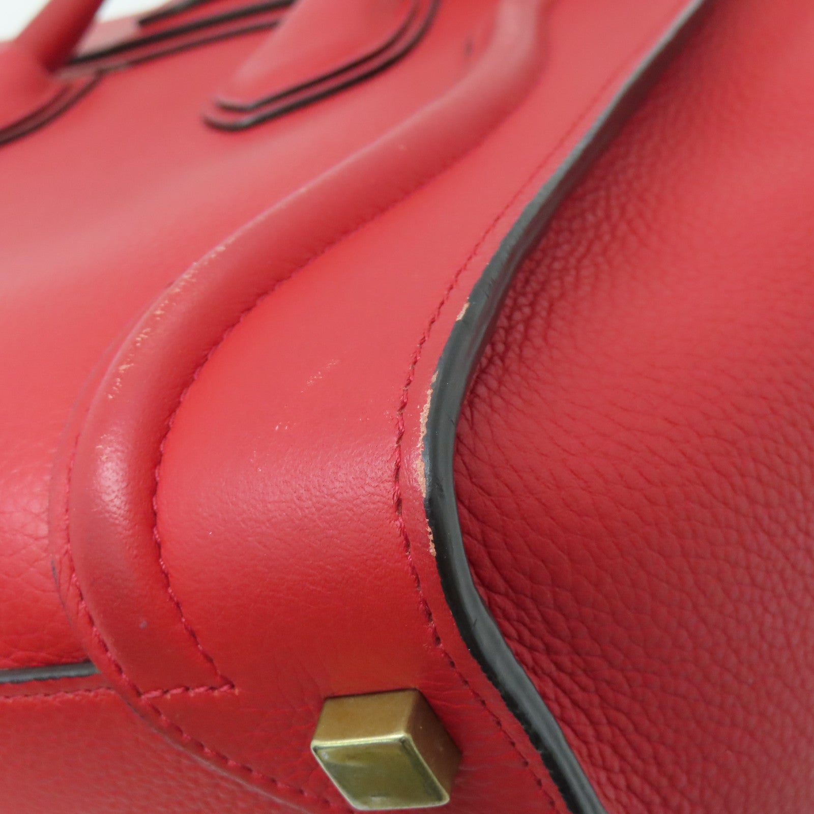 CELINE 【激減優惠】牛皮皮革Micro Luggage金扣手挽袋紅色