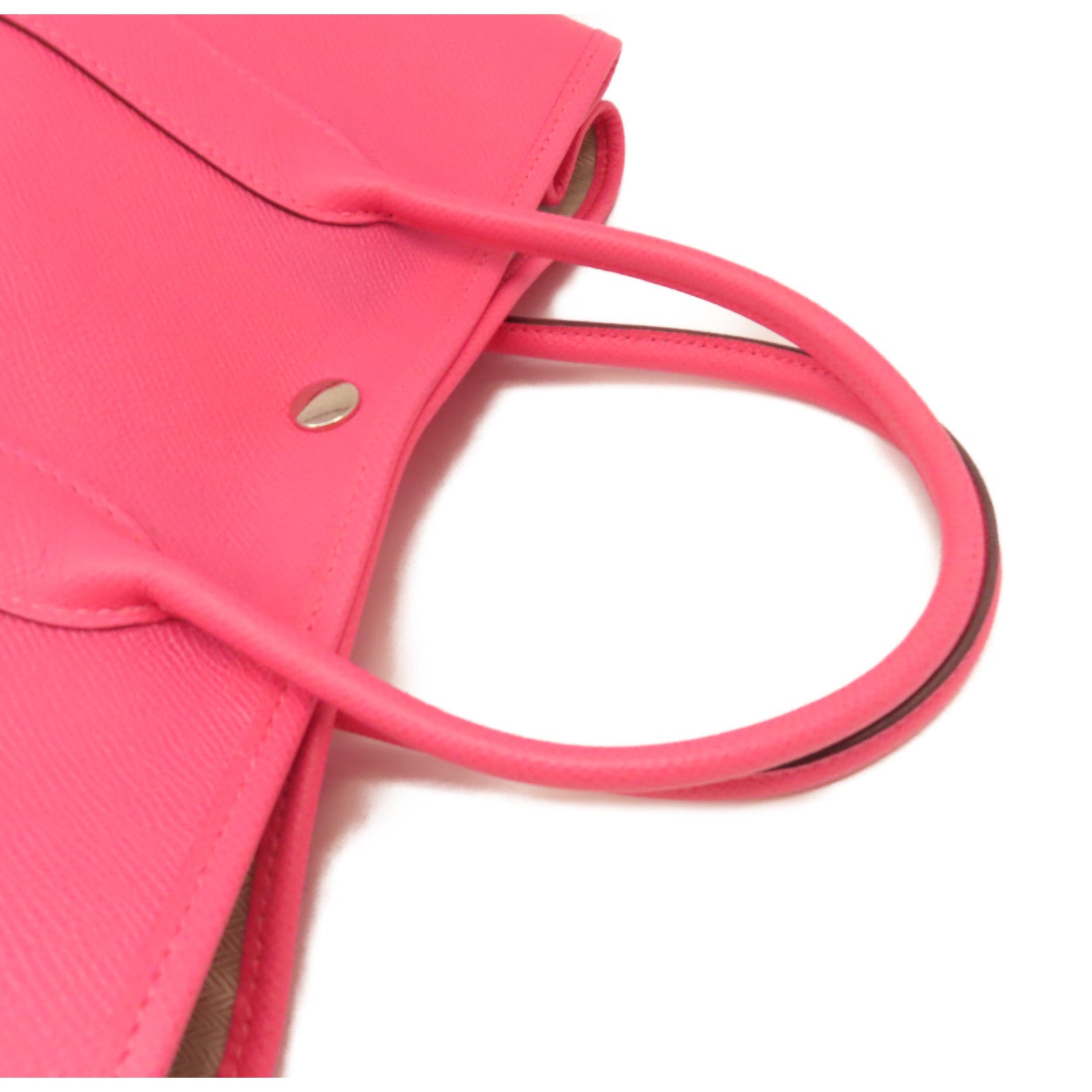 HERMES Epsom皮革Garden Party TPM Tote Bag 銀扣手挽袋Rose Azalee/杜鵑粉色