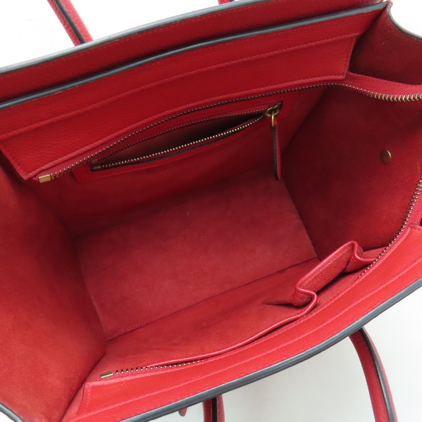 CELINE 【激減優惠】牛皮皮革Micro Luggage金扣手挽袋紅色