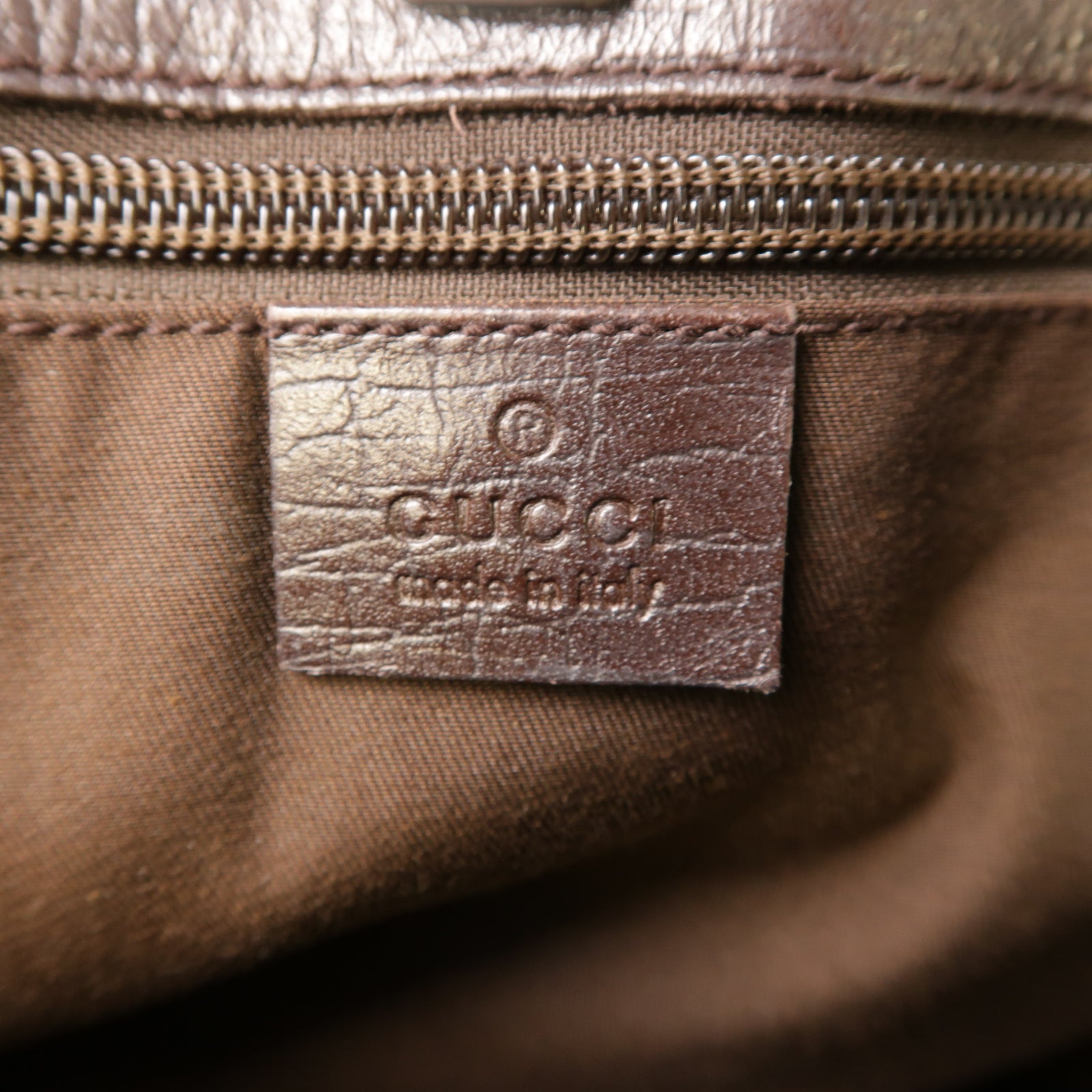 GUCCI 塗層帆布Tote Bag銀扣手挽袋棕色