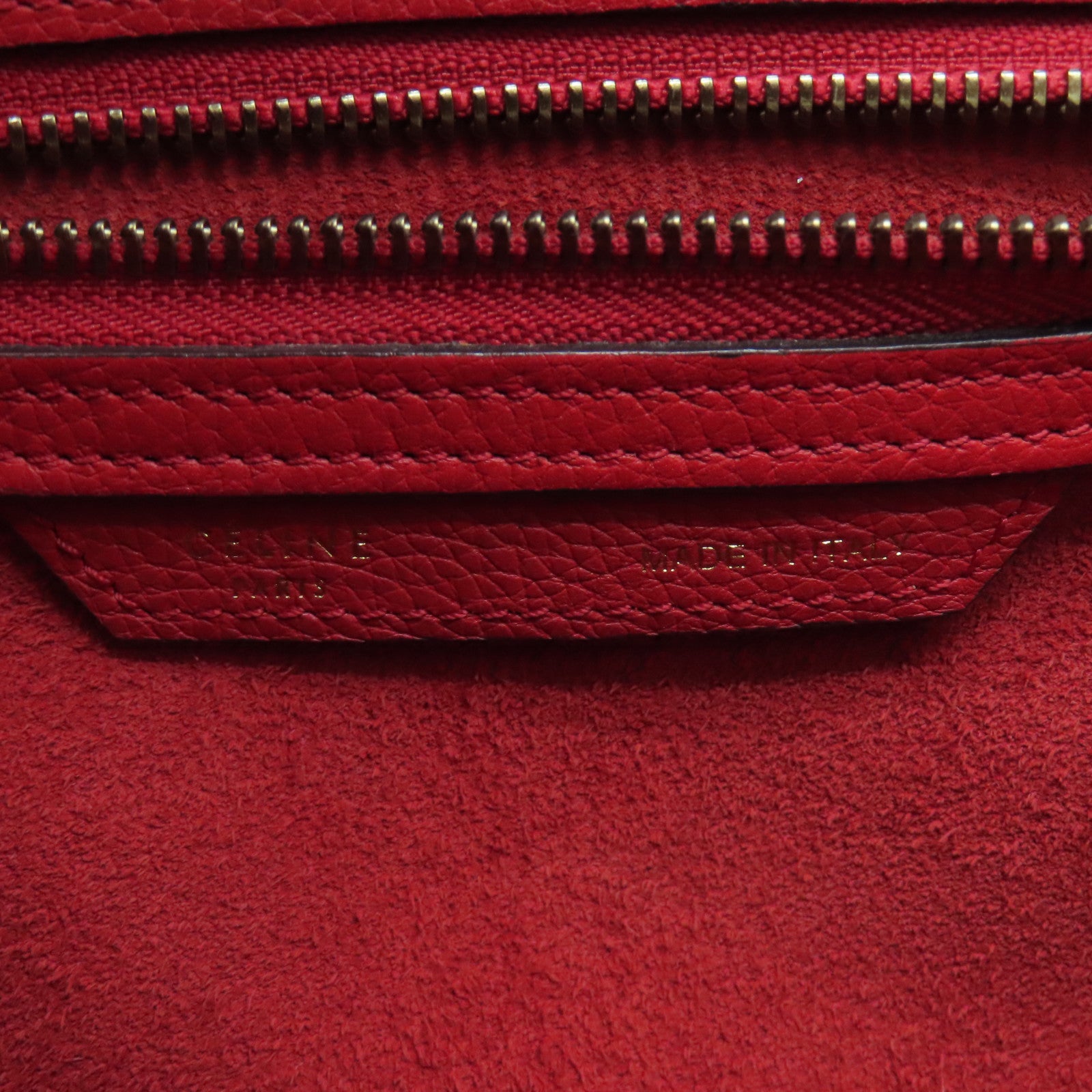 CELINE 【激減優惠】牛皮皮革Micro Luggage金扣手挽袋紅色