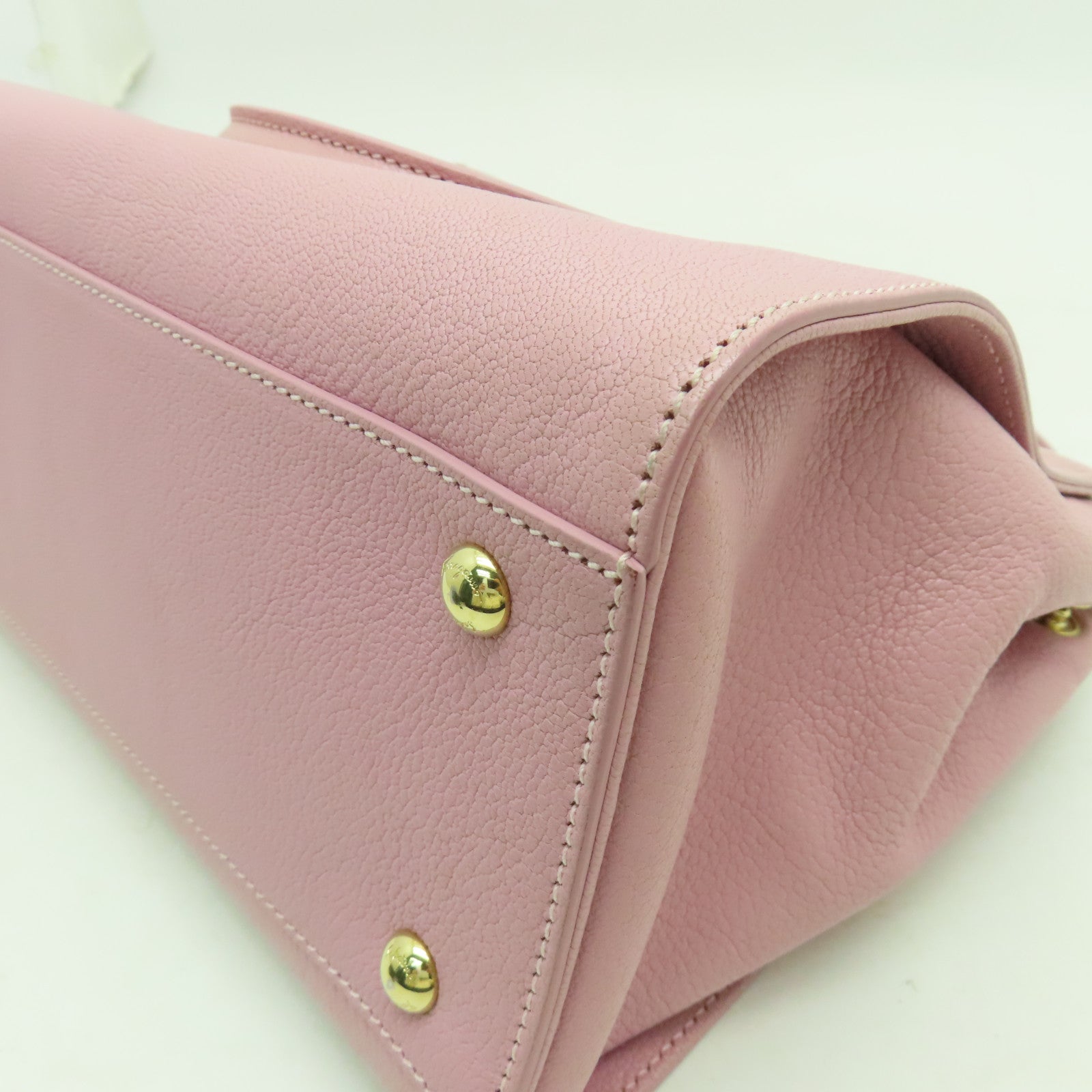 Salvatore Ferragamo 牛皮皮革2 Way Shoulder金扣手挽肩背兩用袋粉紅色