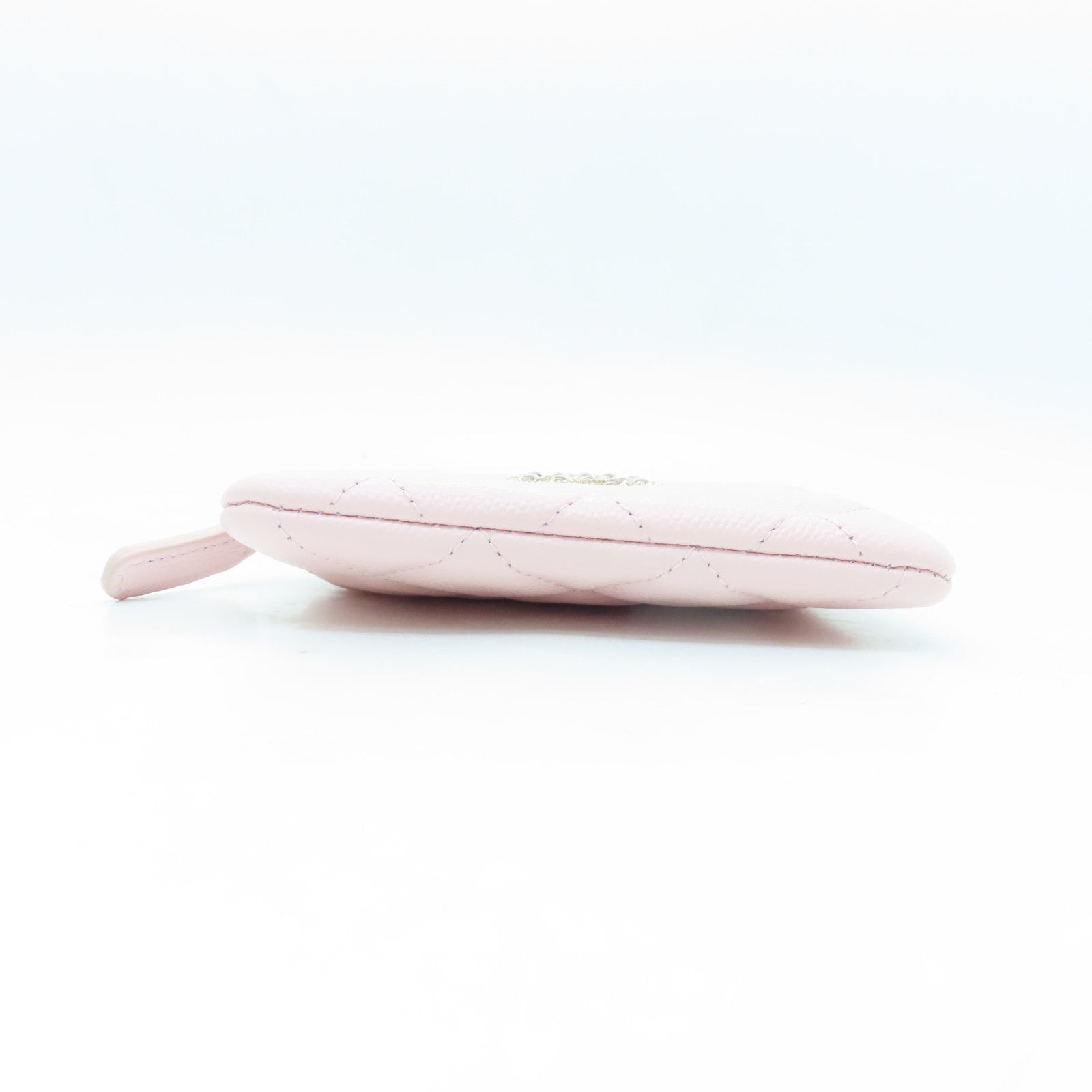 CHANEL 菱格Caviar皮革Card Case金扣卡片套粉紅色