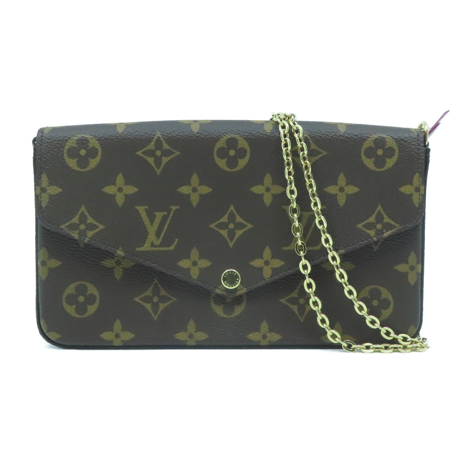 LOUIS VUITTON Monogram Pochette Felicie金扣鏈帶肩背袋啡色
