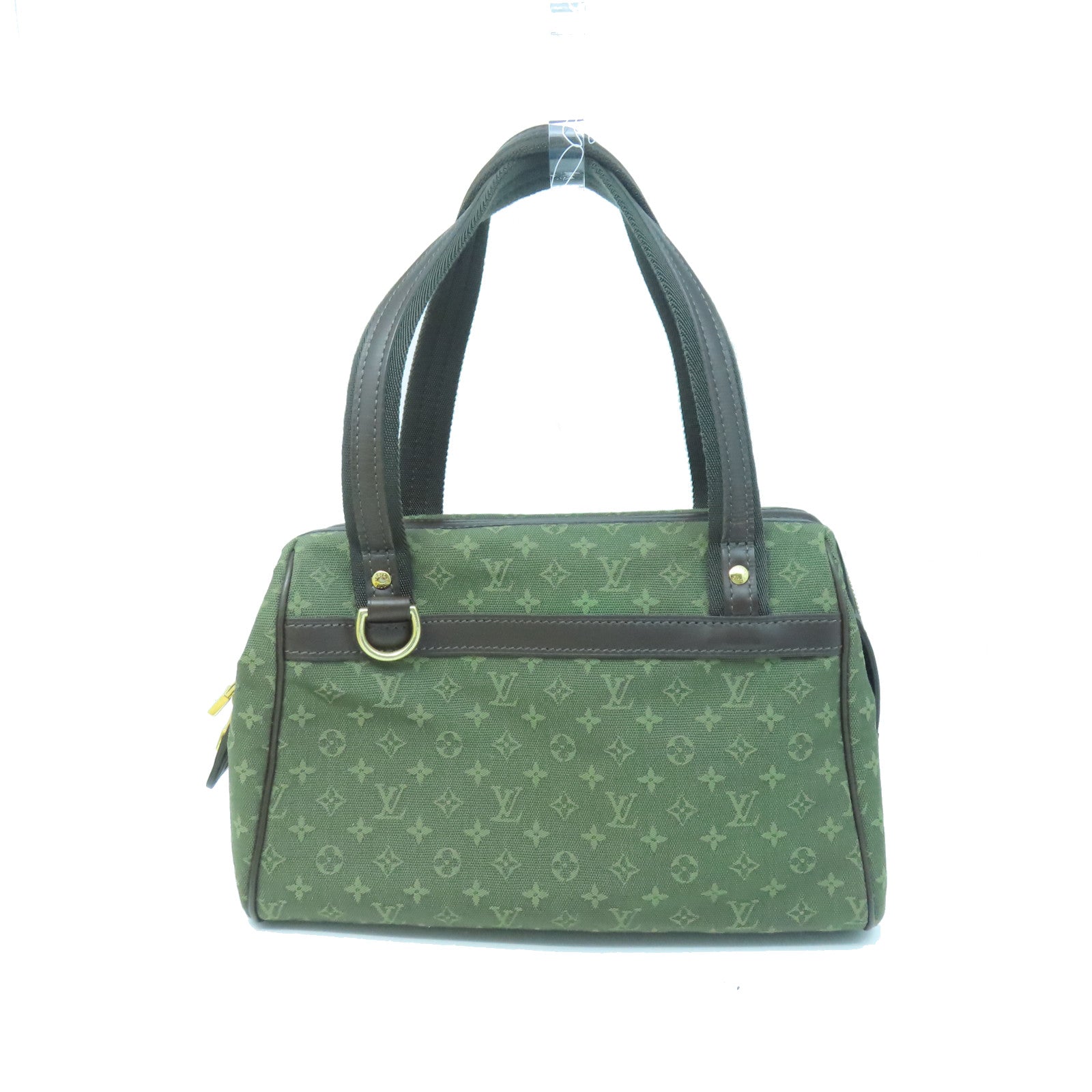 LOUIS VUITTON Monogram Mini Lin Josephine PM gold buckle handle bag green