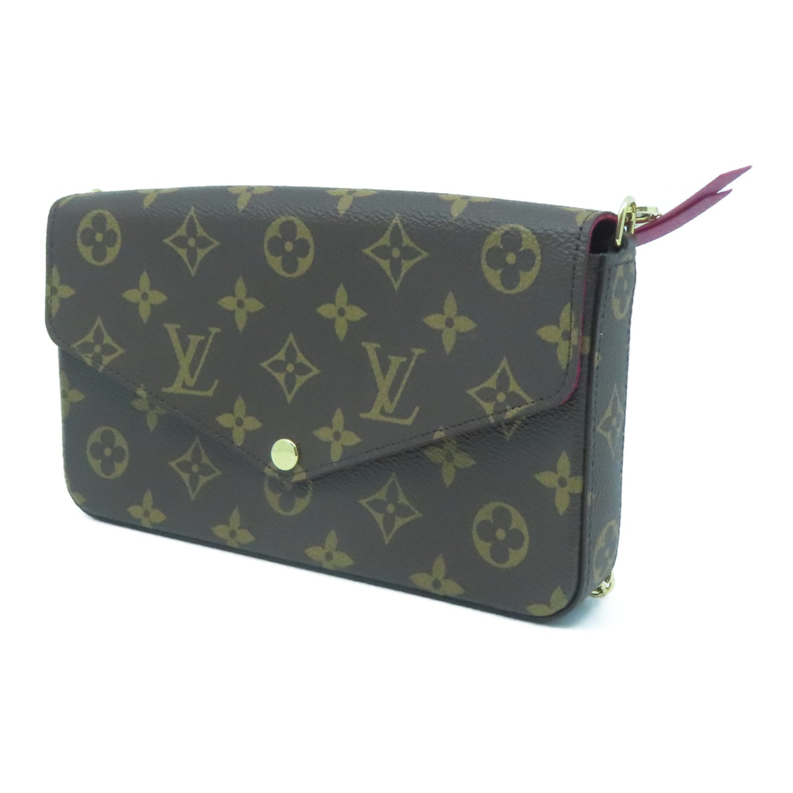 LOUIS VUITTON Monogram Pochette Felicie金扣鏈帶肩背袋啡色