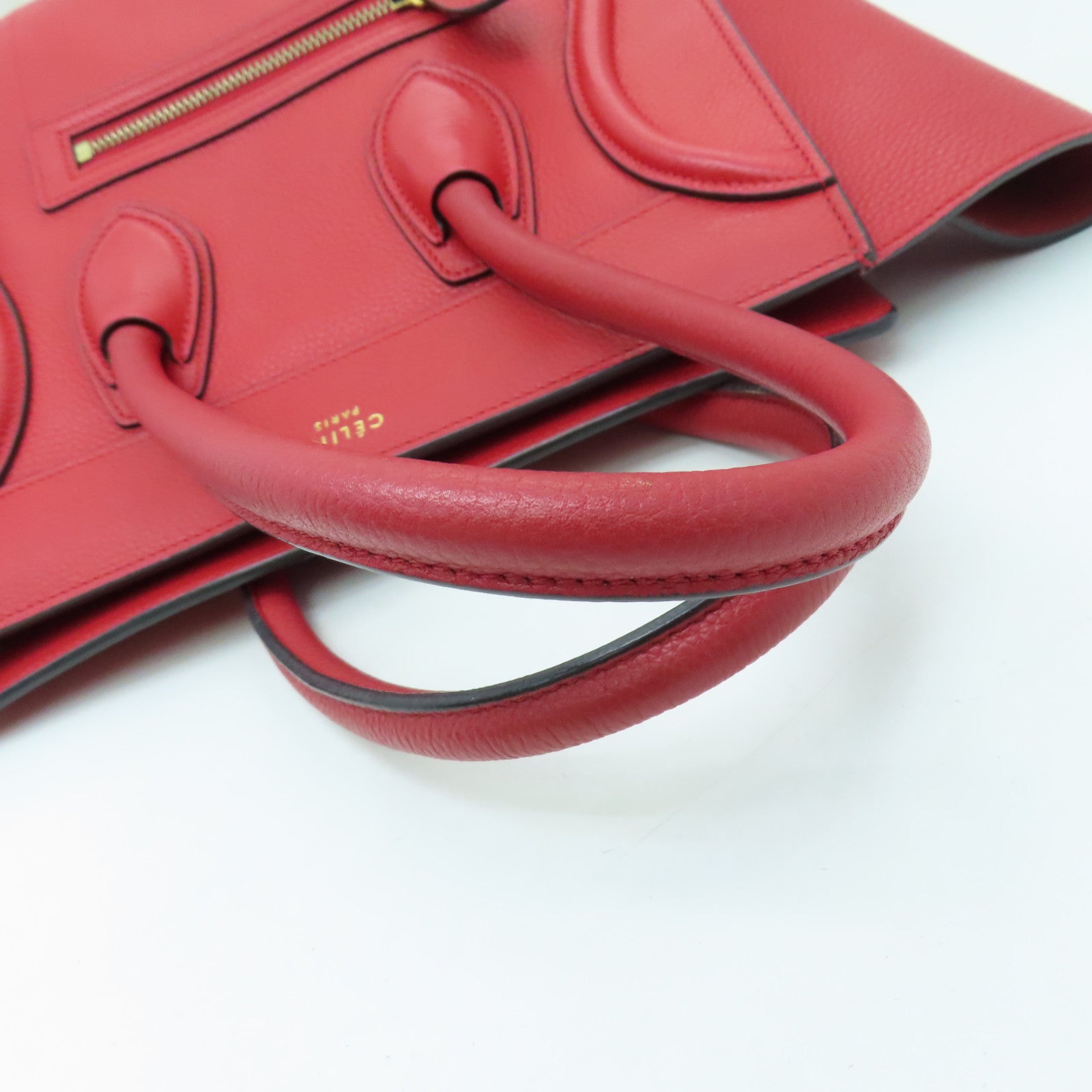 CELINE 【激減優惠】牛皮皮革Micro Luggage金扣手挽袋紅色