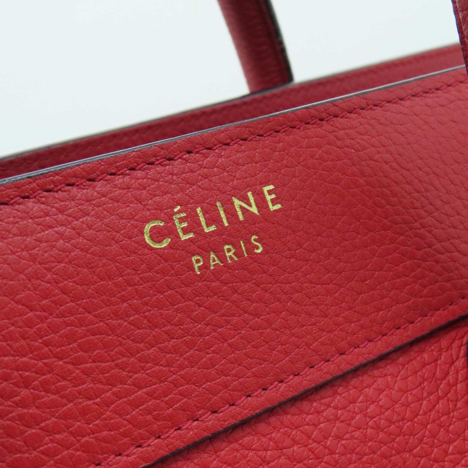 CELINE 【激減優惠】牛皮皮革Micro Luggage金扣手挽袋紅色