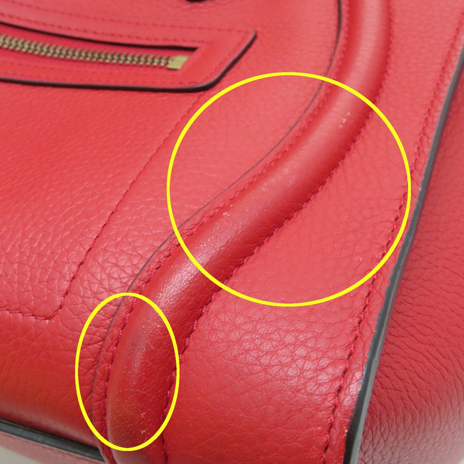 CELINE 【激減優惠】牛皮皮革Micro Luggage金扣手挽袋紅色