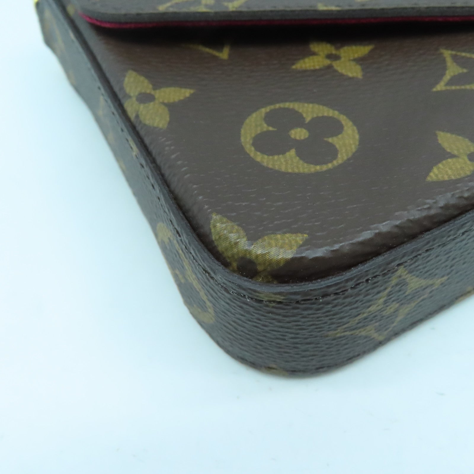 LOUIS VUITTON Monogram Pochette Felicie金扣鏈帶肩背袋啡色