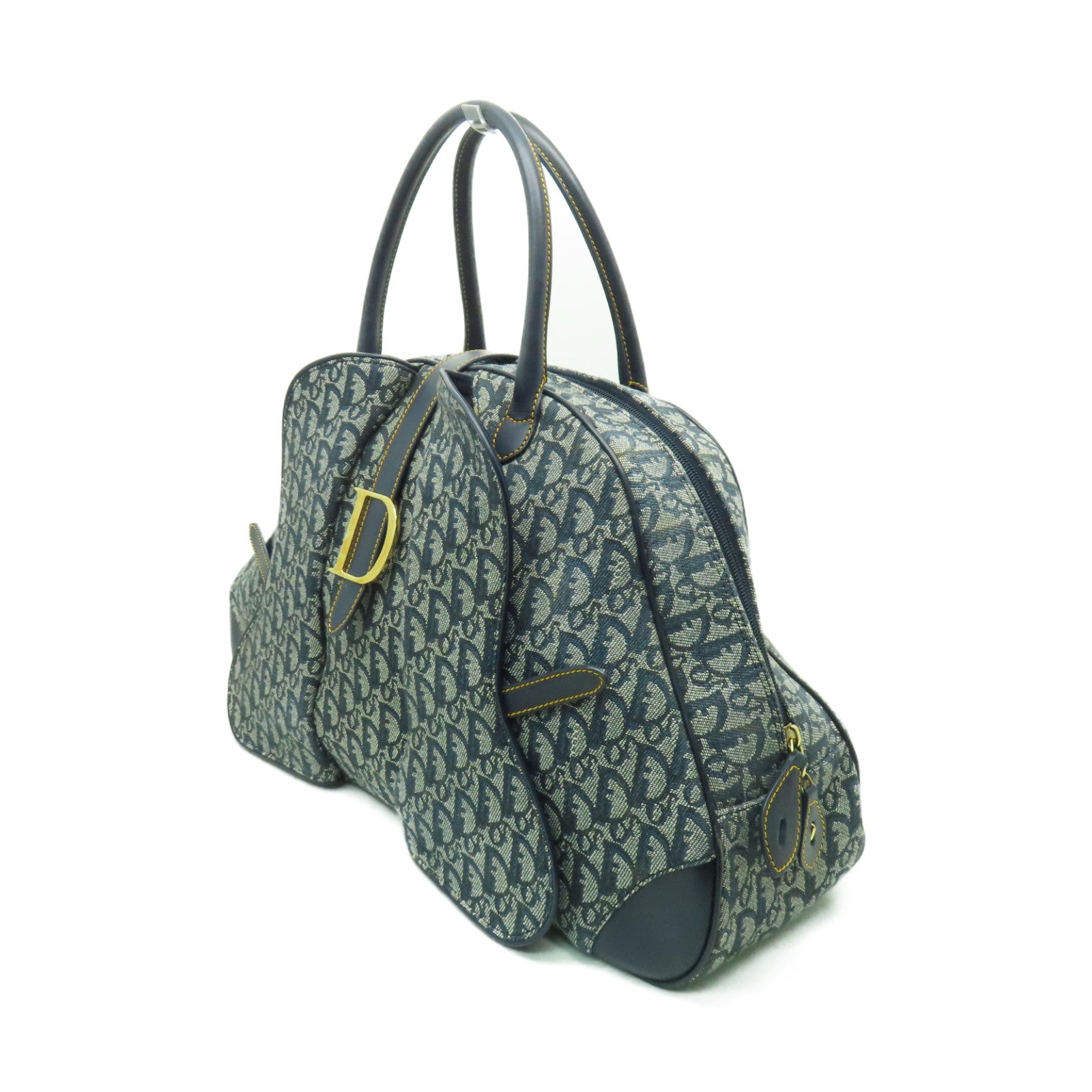 Dior 帆布Vintage Handbag金扣旅行袋藍色