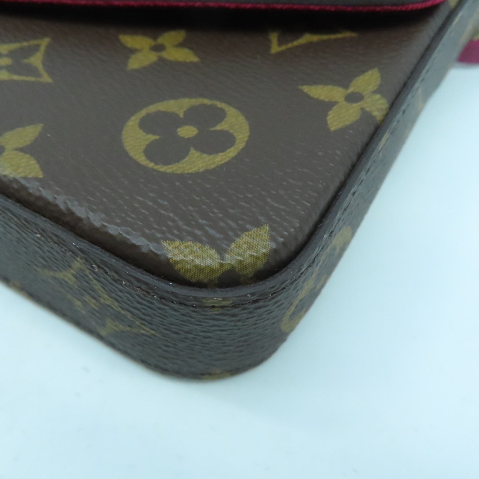 LOUIS VUITTON Monogram Pochette Felicie金扣鏈帶肩背袋啡色