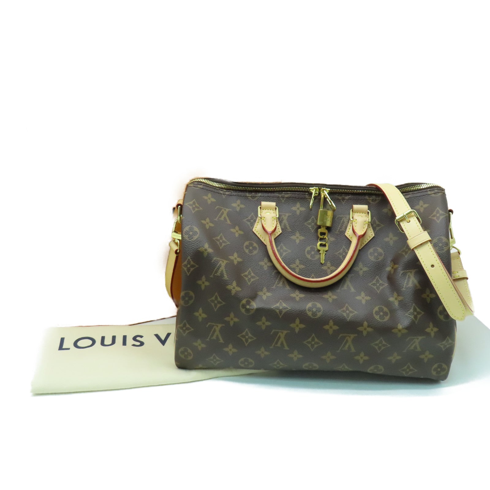 LOUIS VUITTON Monogram Speedy Bandouliere 35金扣手挽袋啡色
