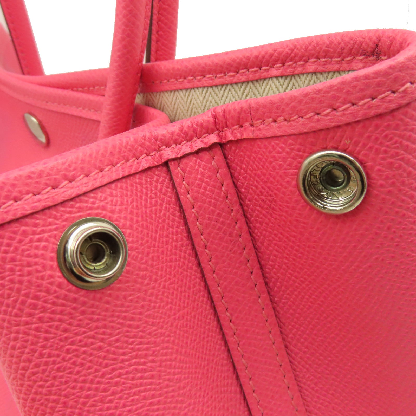 HERMES Epsom皮革Garden Party TPM Tote Bag 銀扣手挽袋Rose Azalee/杜鵑粉色