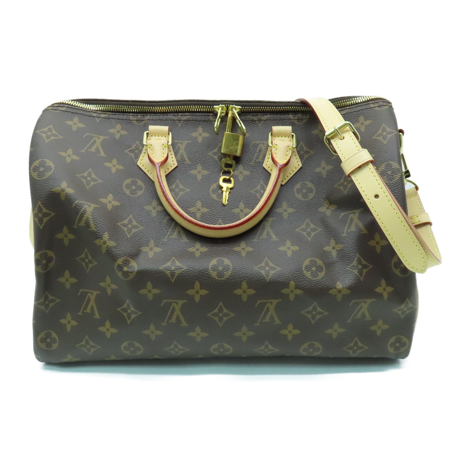 LOUIS VUITTON Monogram Speedy Bandouliere 35金扣手挽袋啡色