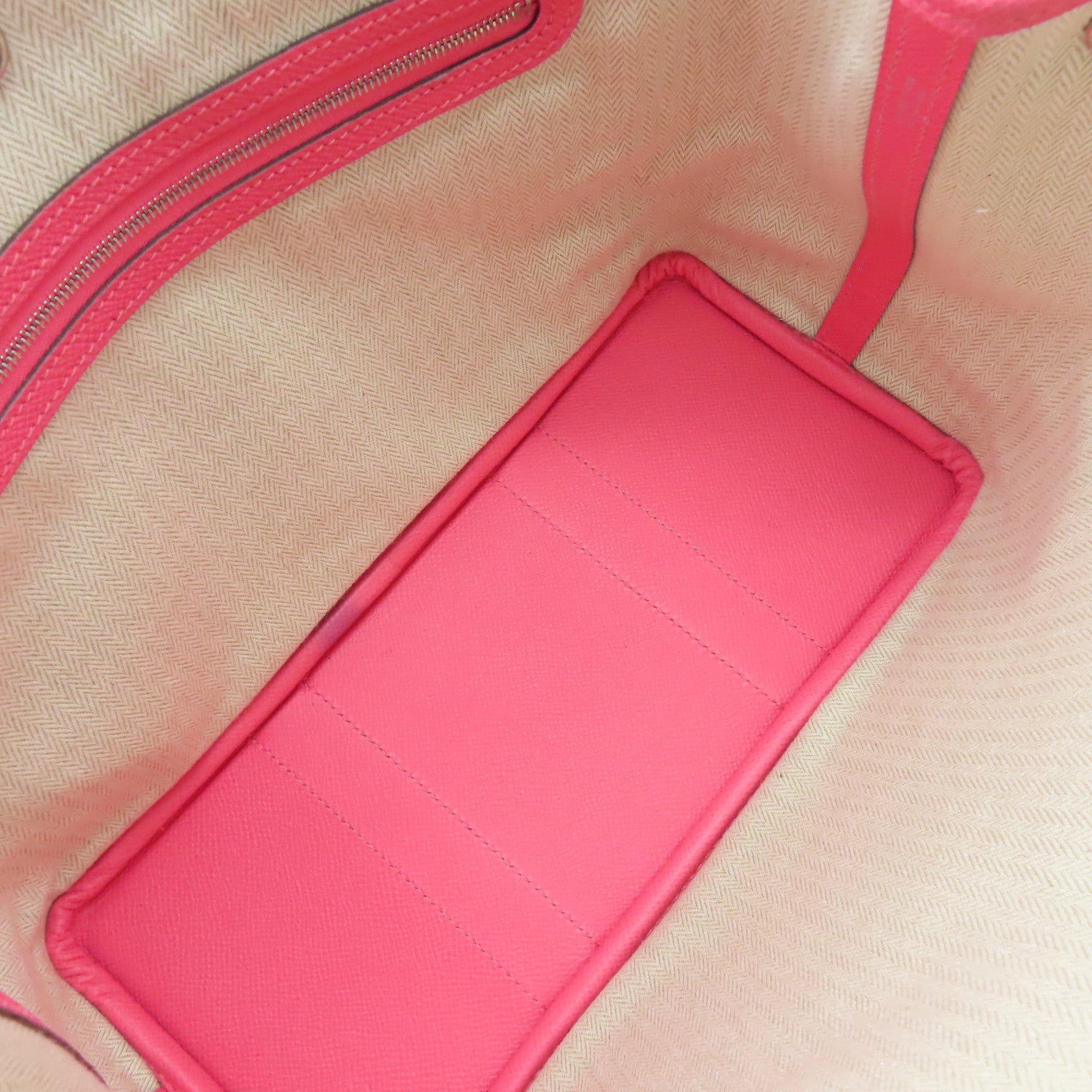 HERMES Epsom皮革Garden Party TPM Tote Bag 銀扣手挽袋Rose Azalee/杜鵑粉色