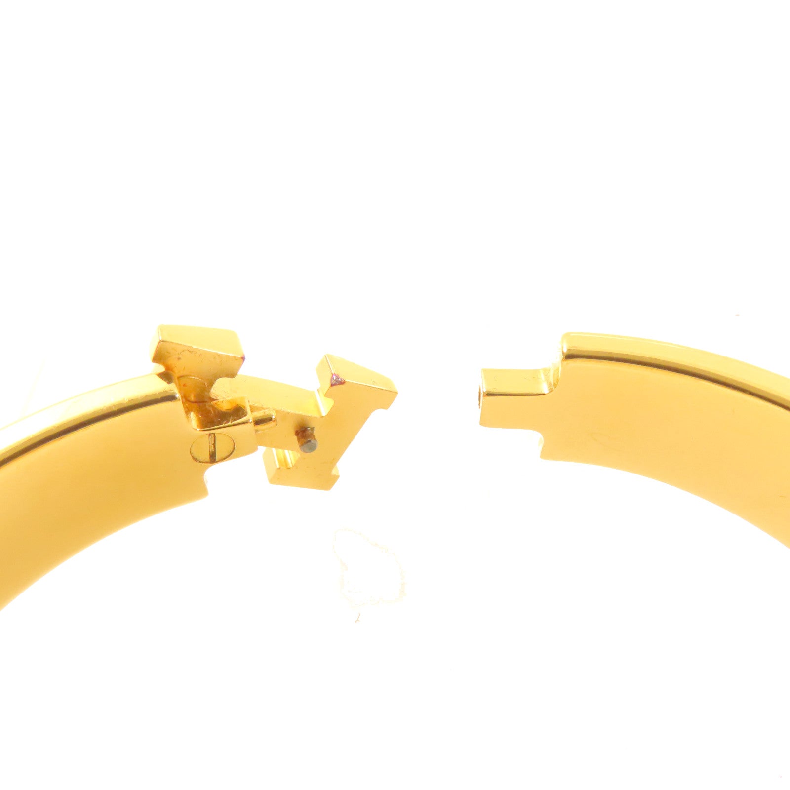 HERMES 琺瑯/金屬Clic H Bracelet金扣手鏈粉紅色/金色