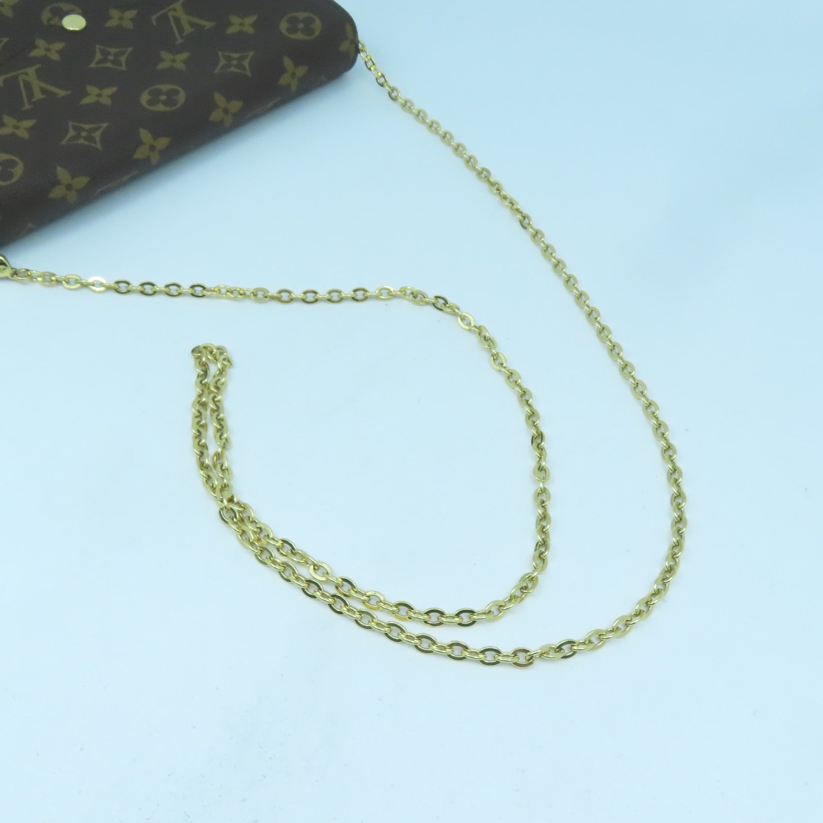 LOUIS VUITTON Monogram Pochette Felicie金扣鏈帶肩背袋啡色