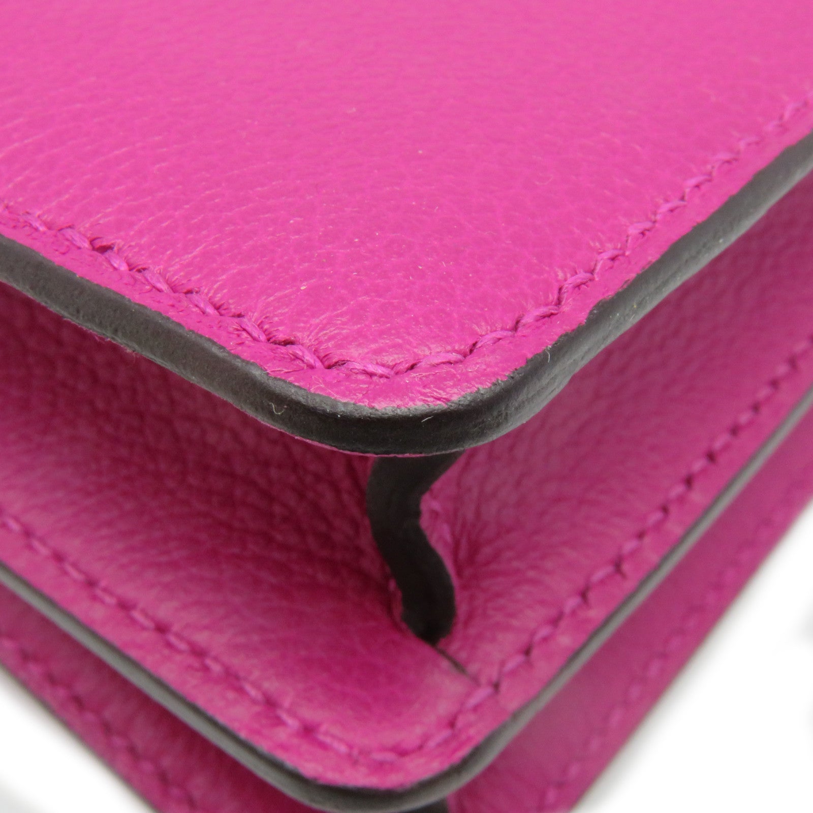 HERMES Evercolor皮革Mini Roulis Shoulder Bag银扣肩背袋Rose Purple紫色