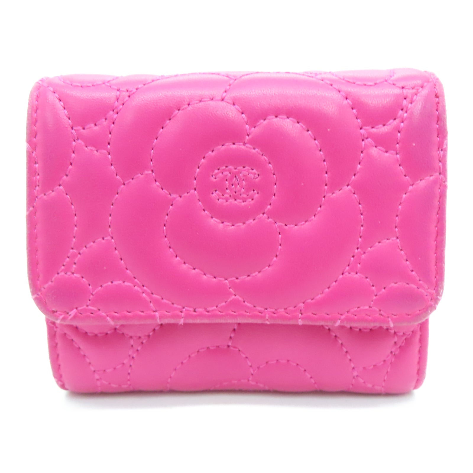 CHANEL 羊皮皮革Wallet银扣钱包粉红色