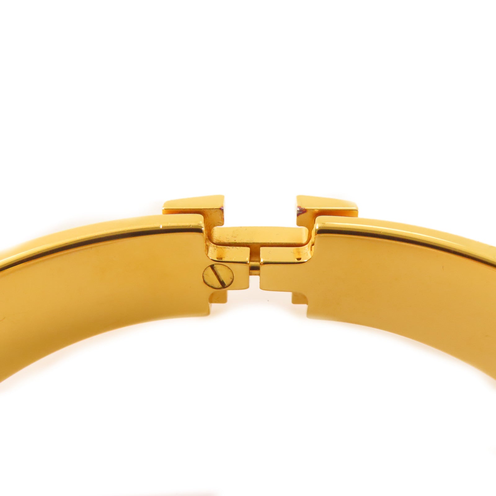 HERMES 琺瑯/金屬Clic H Bracelet金扣手鏈粉紅色/金色