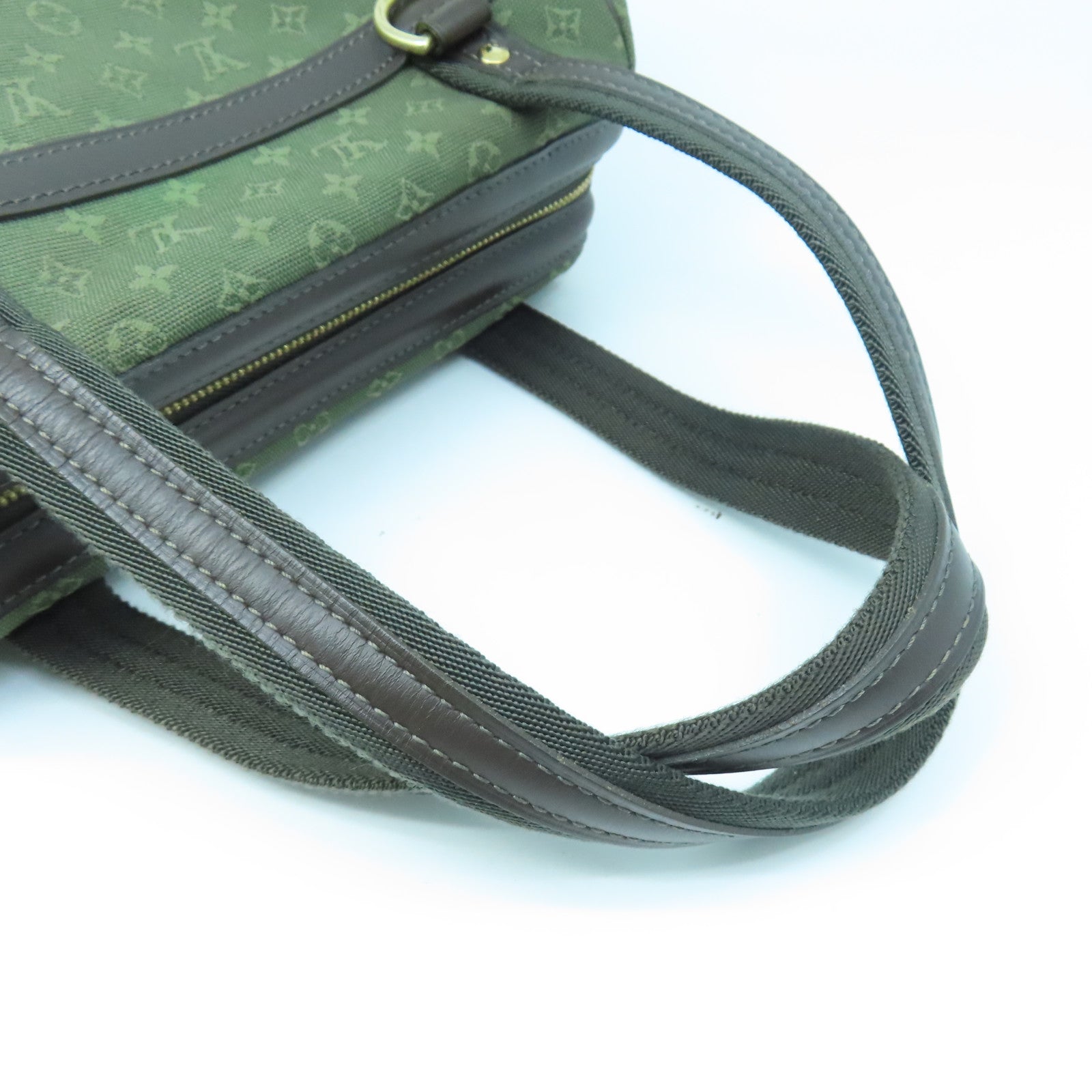 LOUIS VUITTON Monogram Mini Lin Josephine PM gold buckle handle bag green