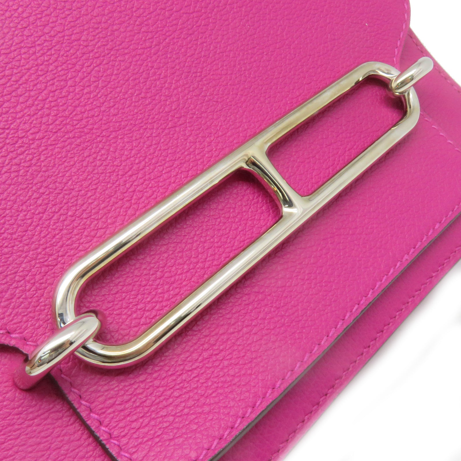 HERMES Evercolor皮革Mini Roulis Shoulder Bag银扣肩背袋Rose Purple紫色