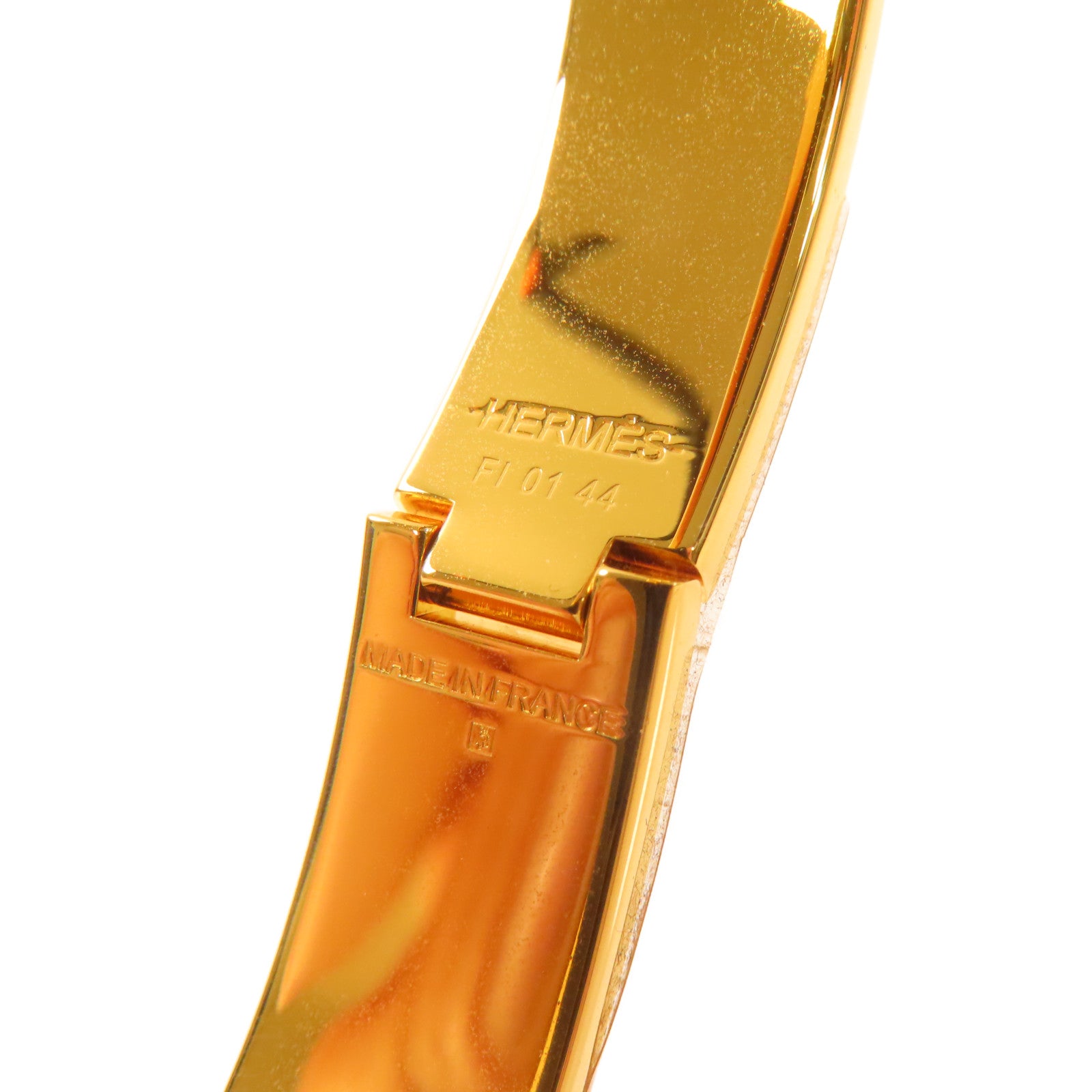 HERMES 琺瑯/金屬Clic H Bracelet金扣手鏈粉紅色/金色