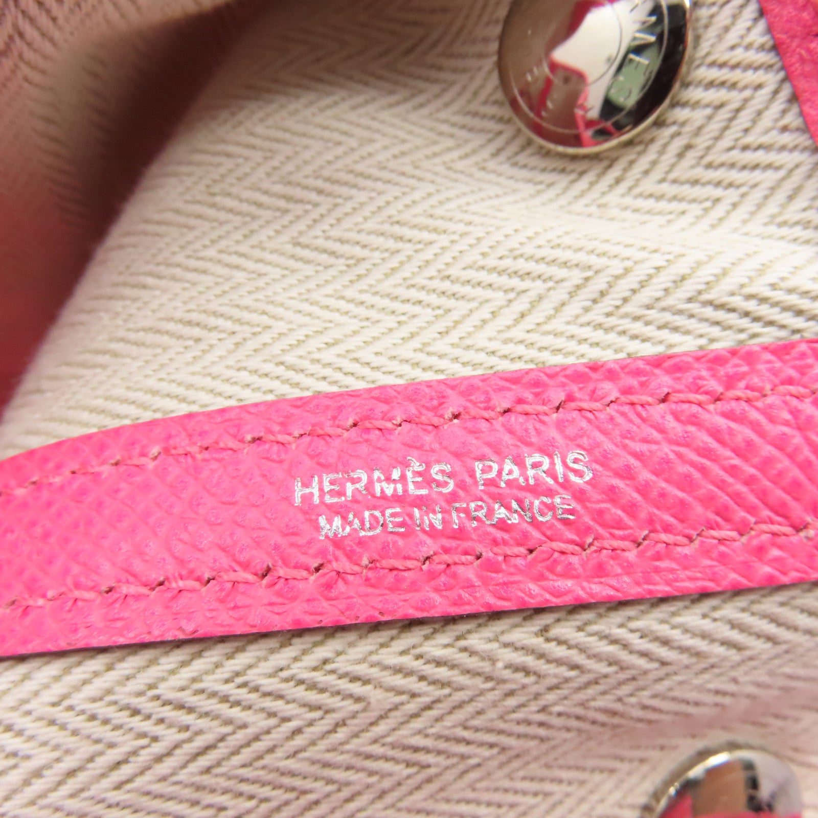 HERMES Epsom皮革Garden Party TPM Tote Bag 銀扣手挽袋Rose Azalee/杜鵑粉色