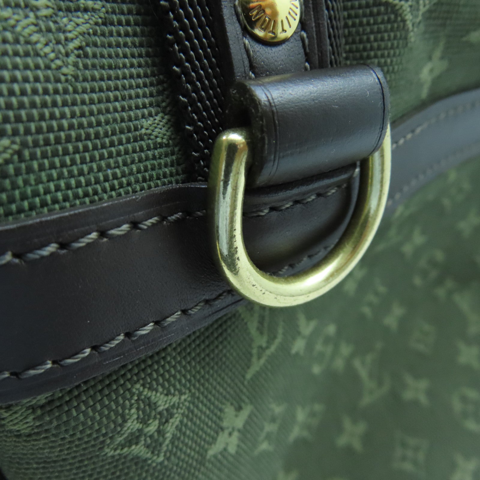 LOUIS VUITTON Monogram Mini Lin Josephine PM gold buckle handle bag green