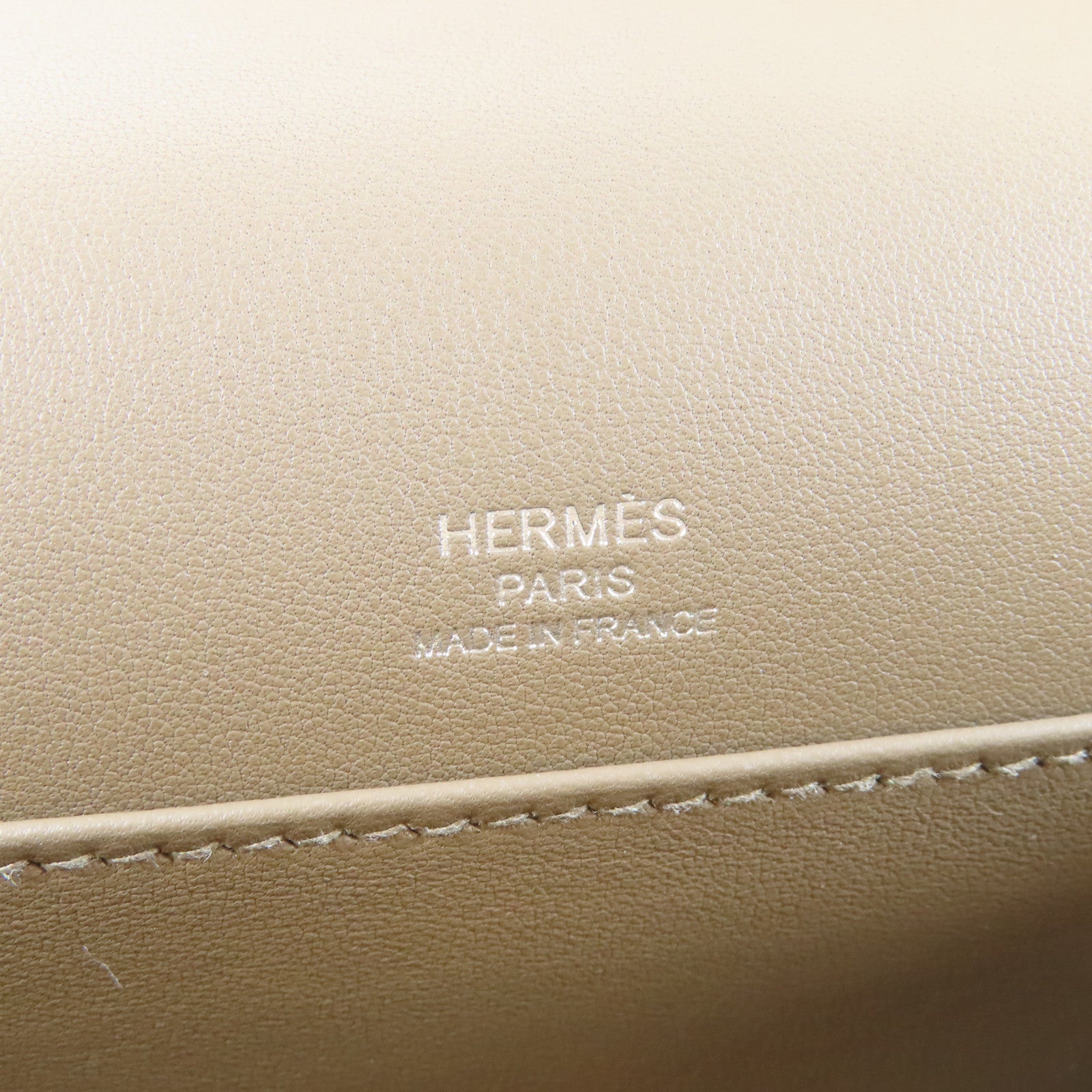 HERMES Chevre皮革Geta銀扣肩背袋Etoupe大象灰色
