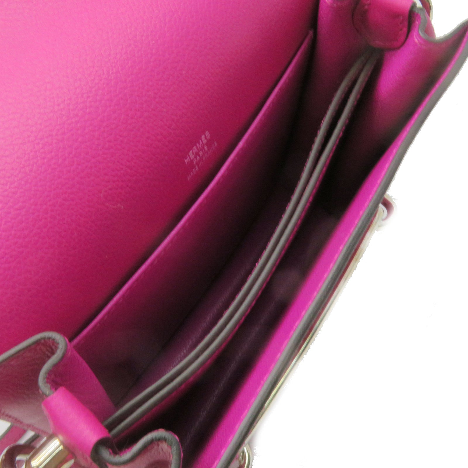 HERMES Evercolor皮革Mini Roulis Shoulder Bag银扣肩背袋Rose Purple紫色